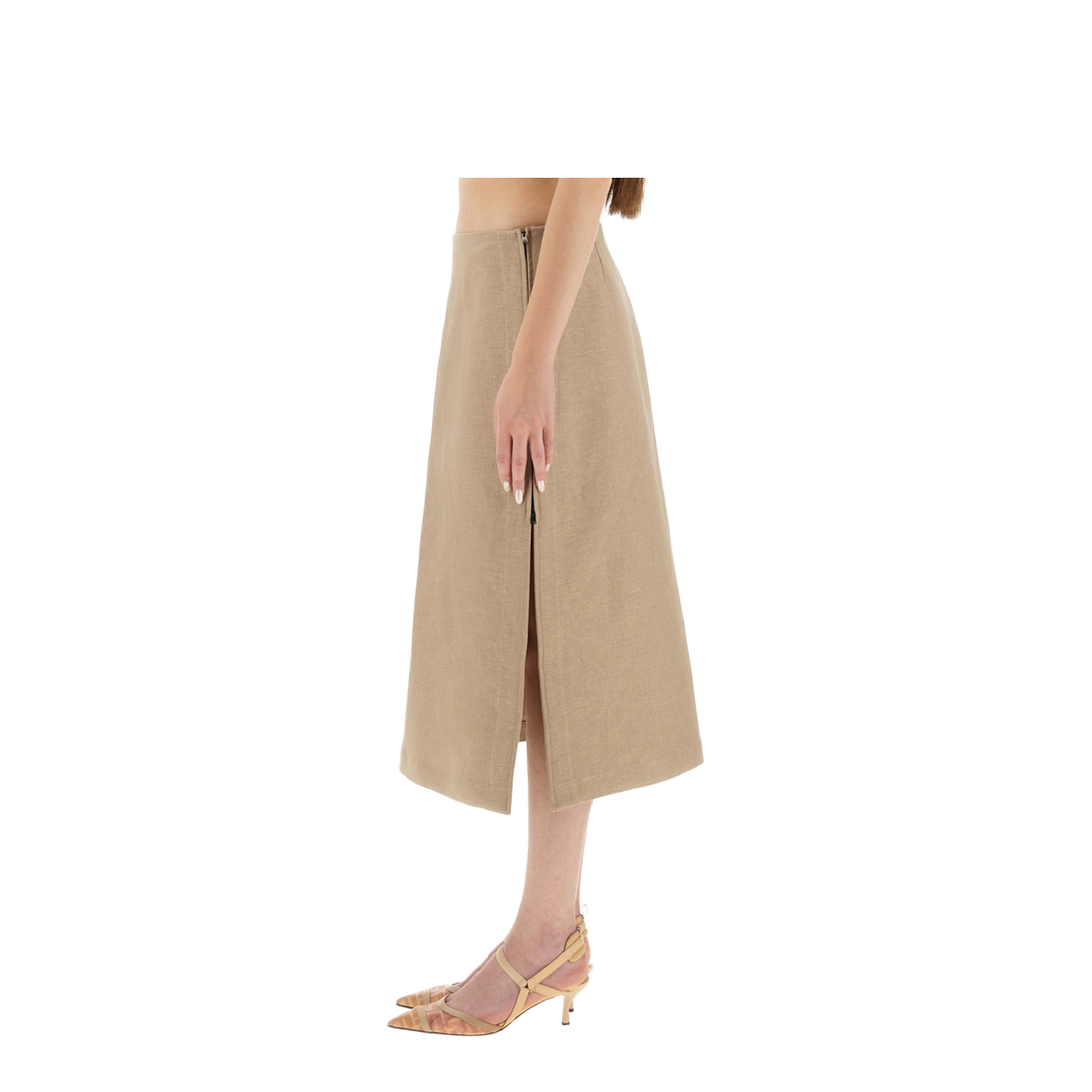Linen Beige Longuette Skirt - Image 4