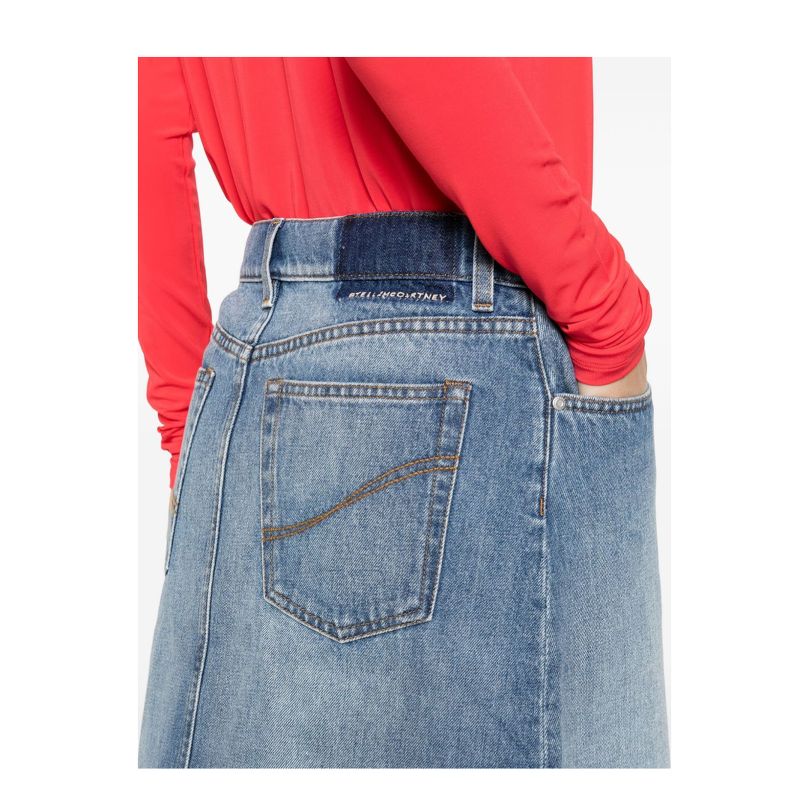 Denim Cotton Midi Skirt - Image 4