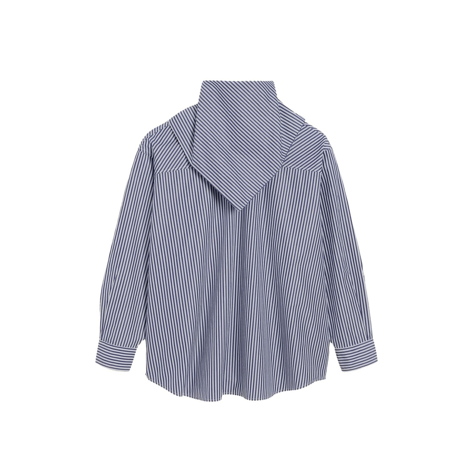 Blue Cotton Long Sleeves Striped Bandana Blouse - Image 1