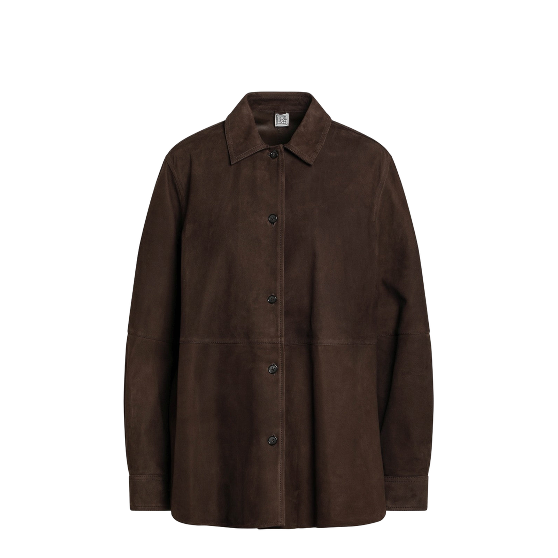 Brown Leather Shirt Jacket - Image 1