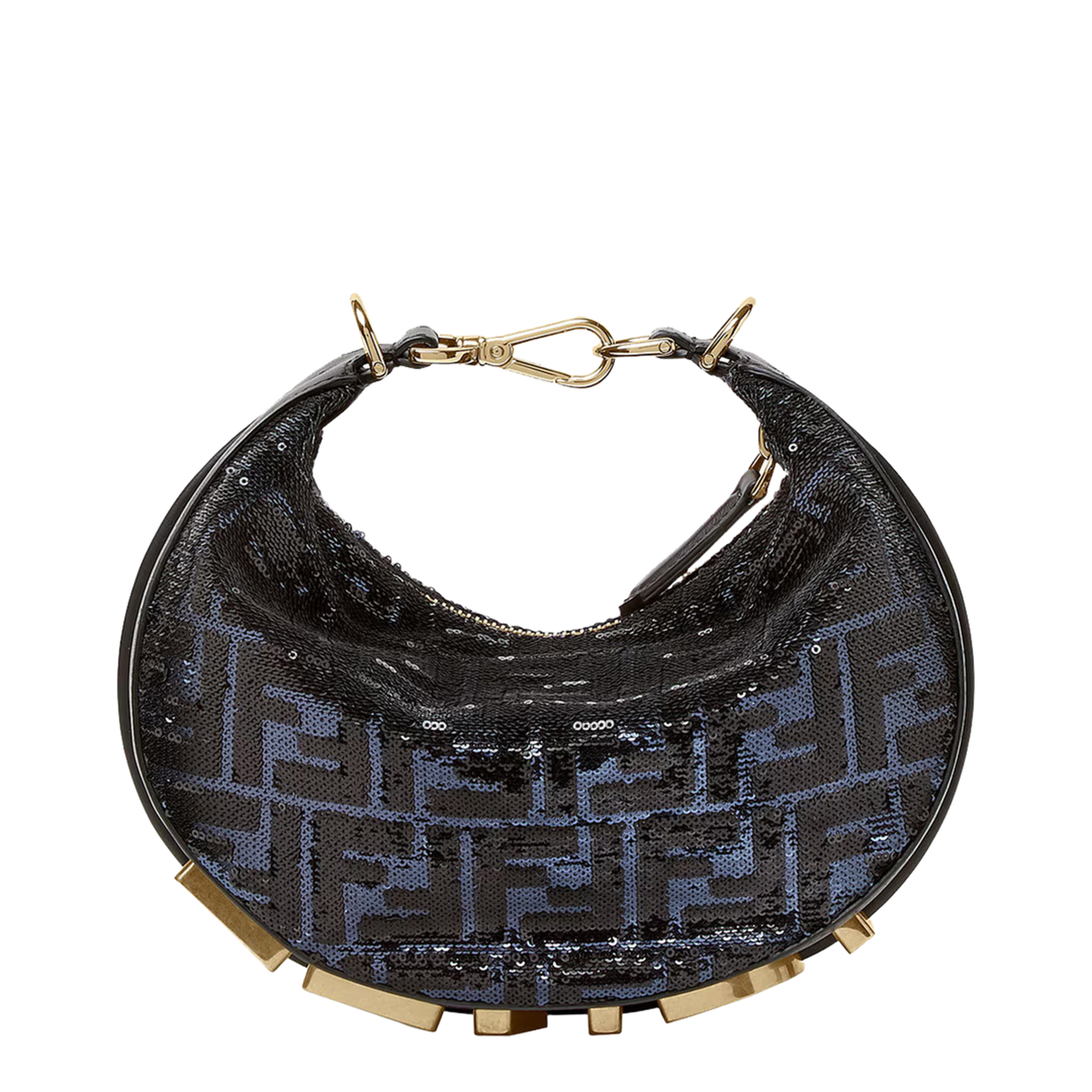 Fendigraphy Mini Sequin Hobo Bag - Blue and Black - Image 1