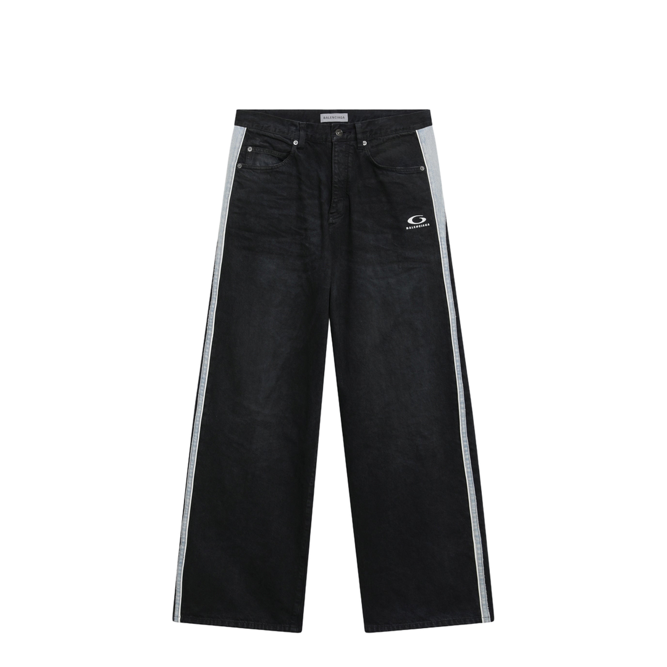 Denim Trousers With Dark Brown And Black Trims - Image 1
