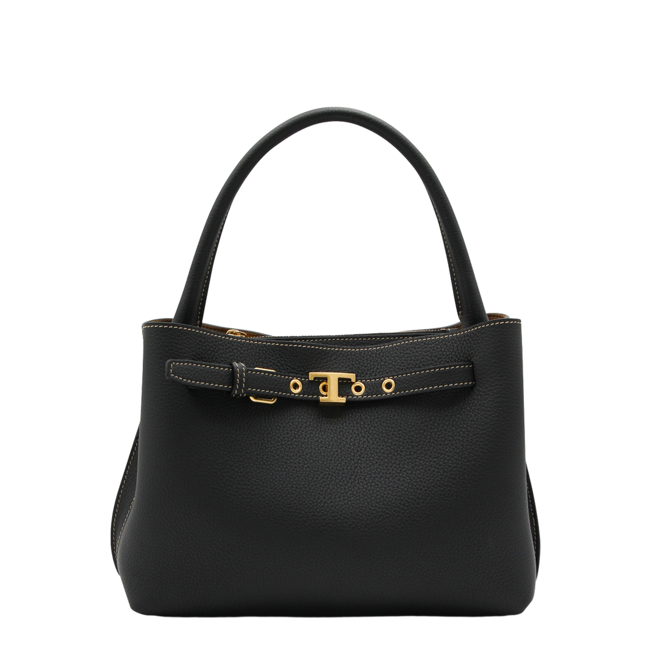 T Timeless Mini Calfskin Leather Top-Handle Bag - Black - Image 1