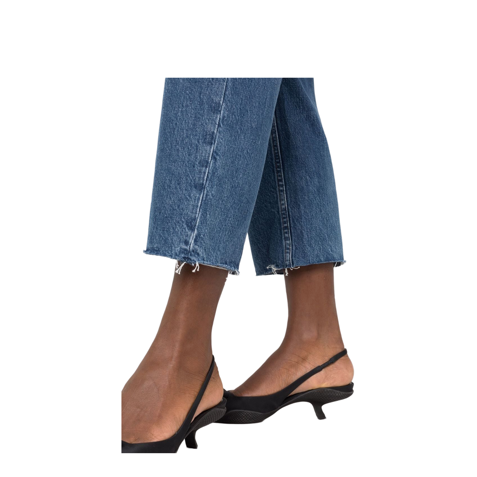 Blue Cotton Cropped Straight-Leg Jeans - Image 3