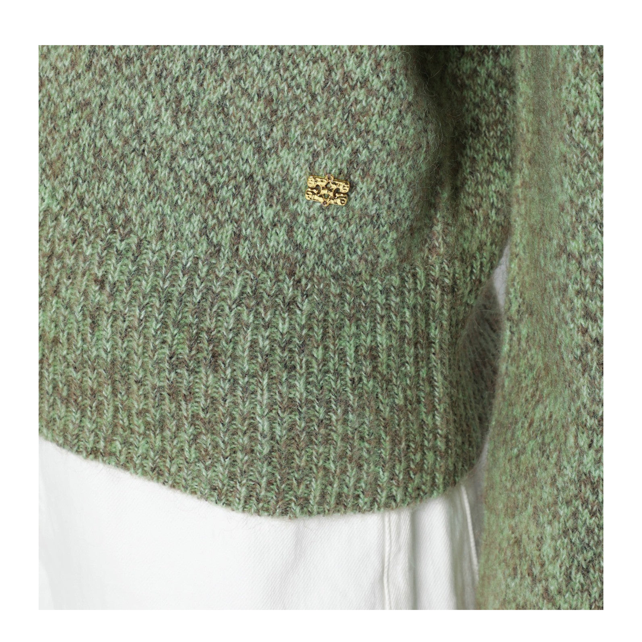 Green Wool-Blend Textured Sweater - Image 2