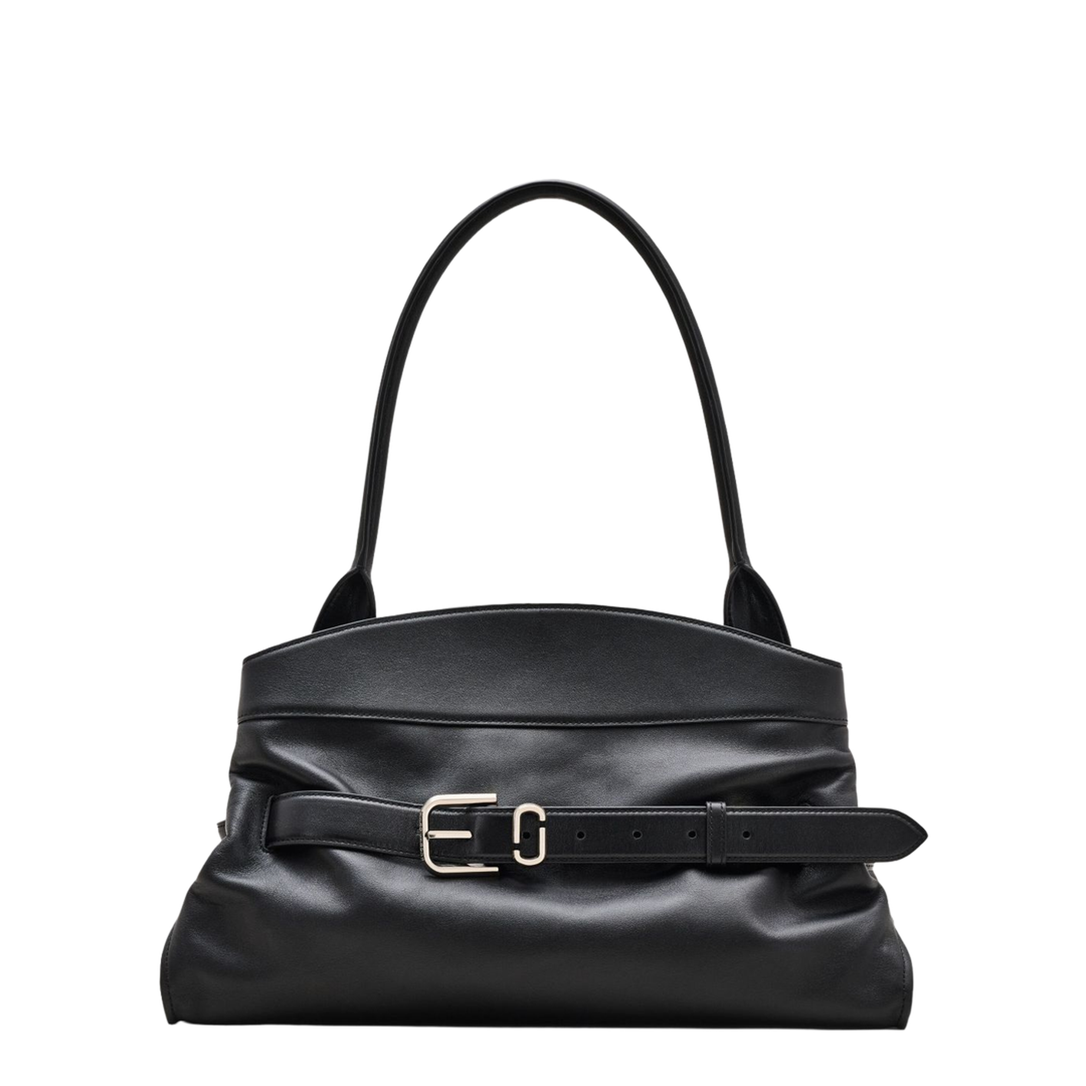 Calf Leather Satchel Shoulder Bag - Black - Image 1