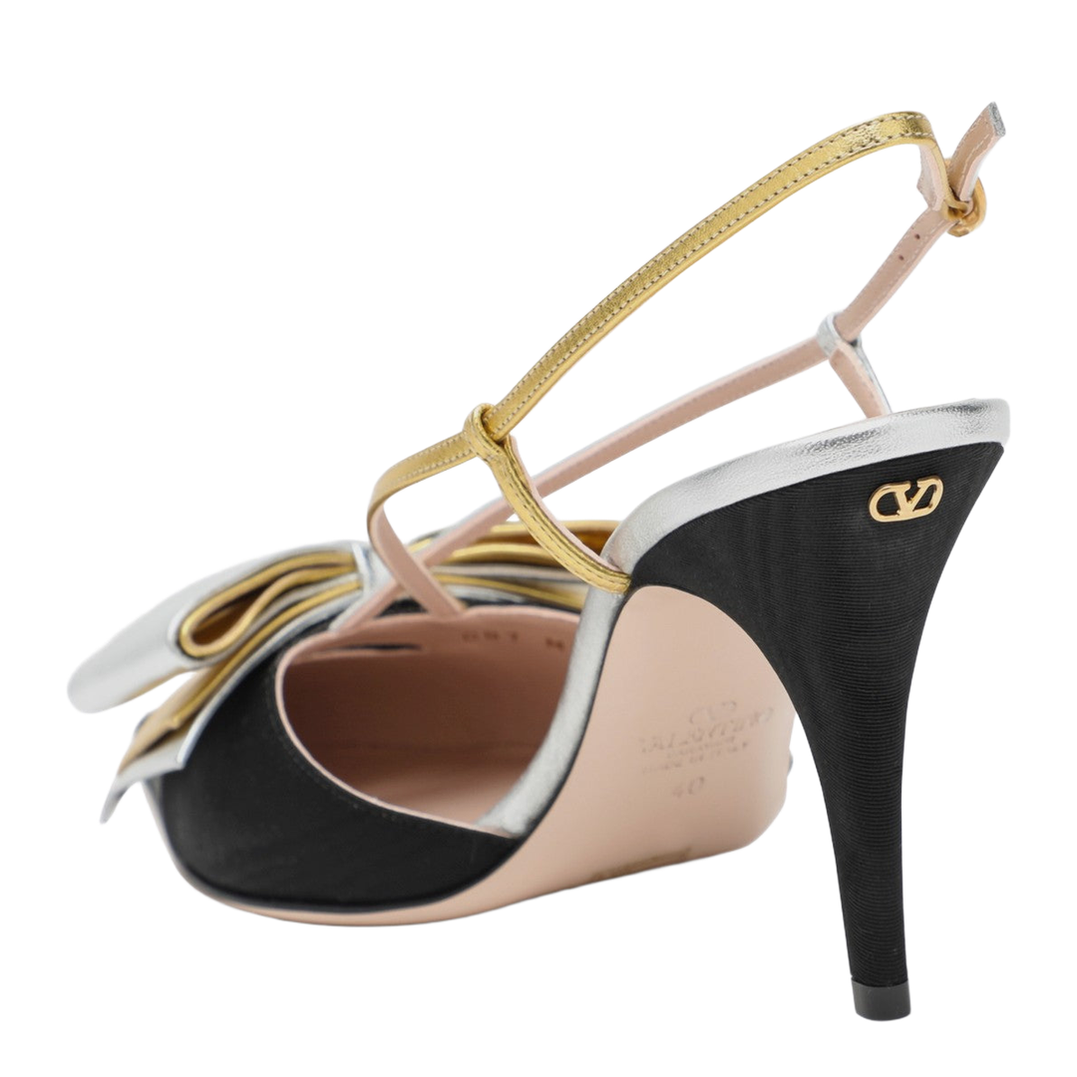 Slingback Bowow Pumps Black with Bow - Image 2