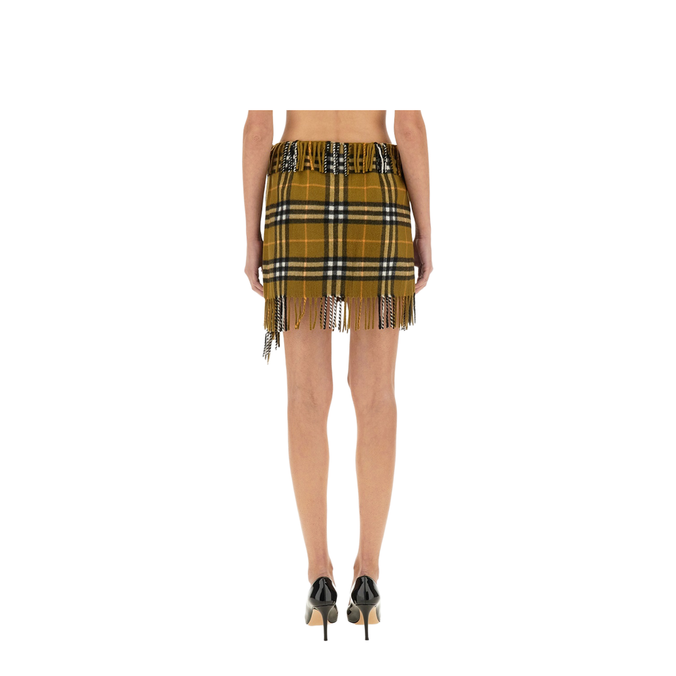 Wool and Cashmere Check Scarf Style Skirt - Image 3