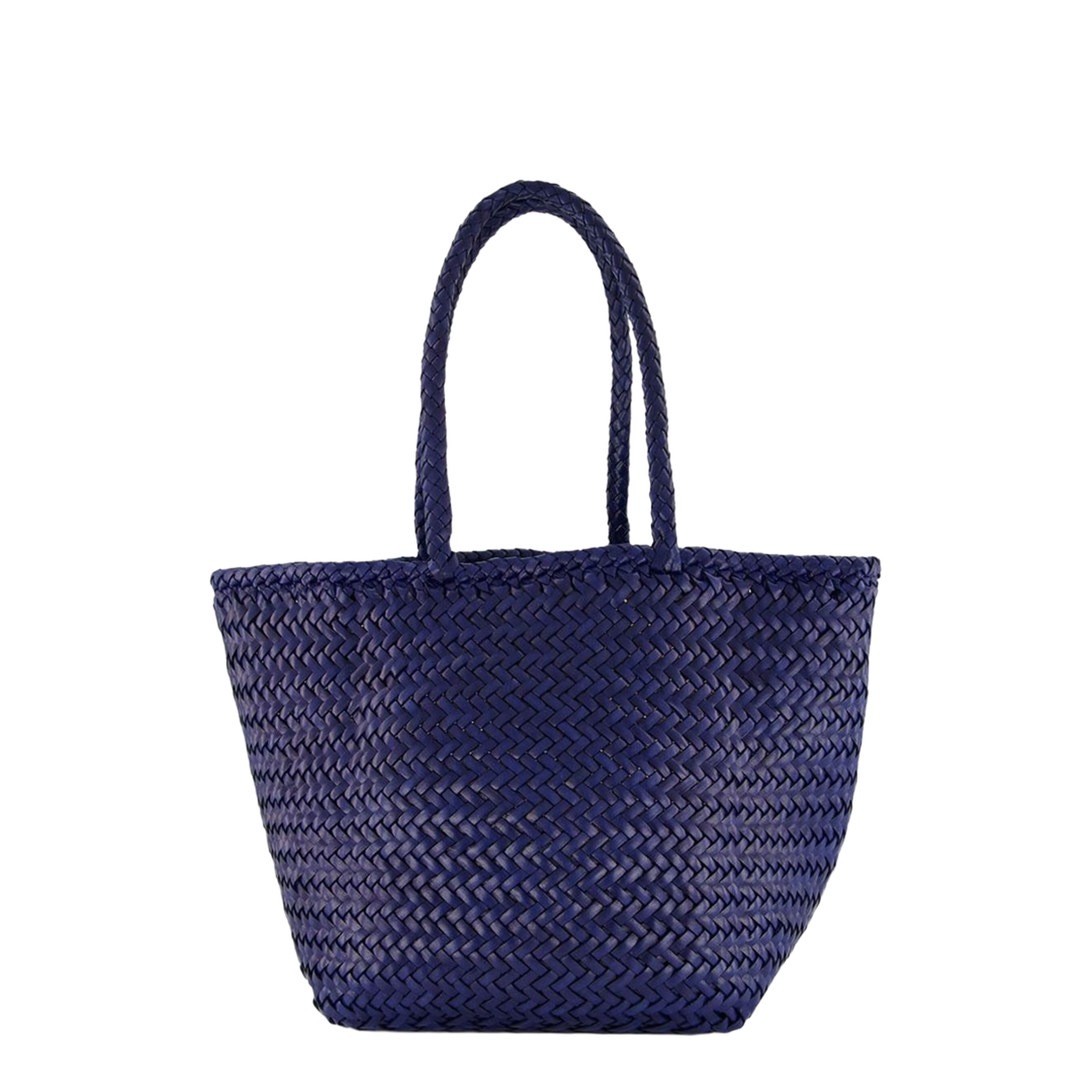Grace Basket Small Buffalo Calf Leather Tote - Navy - Image 1