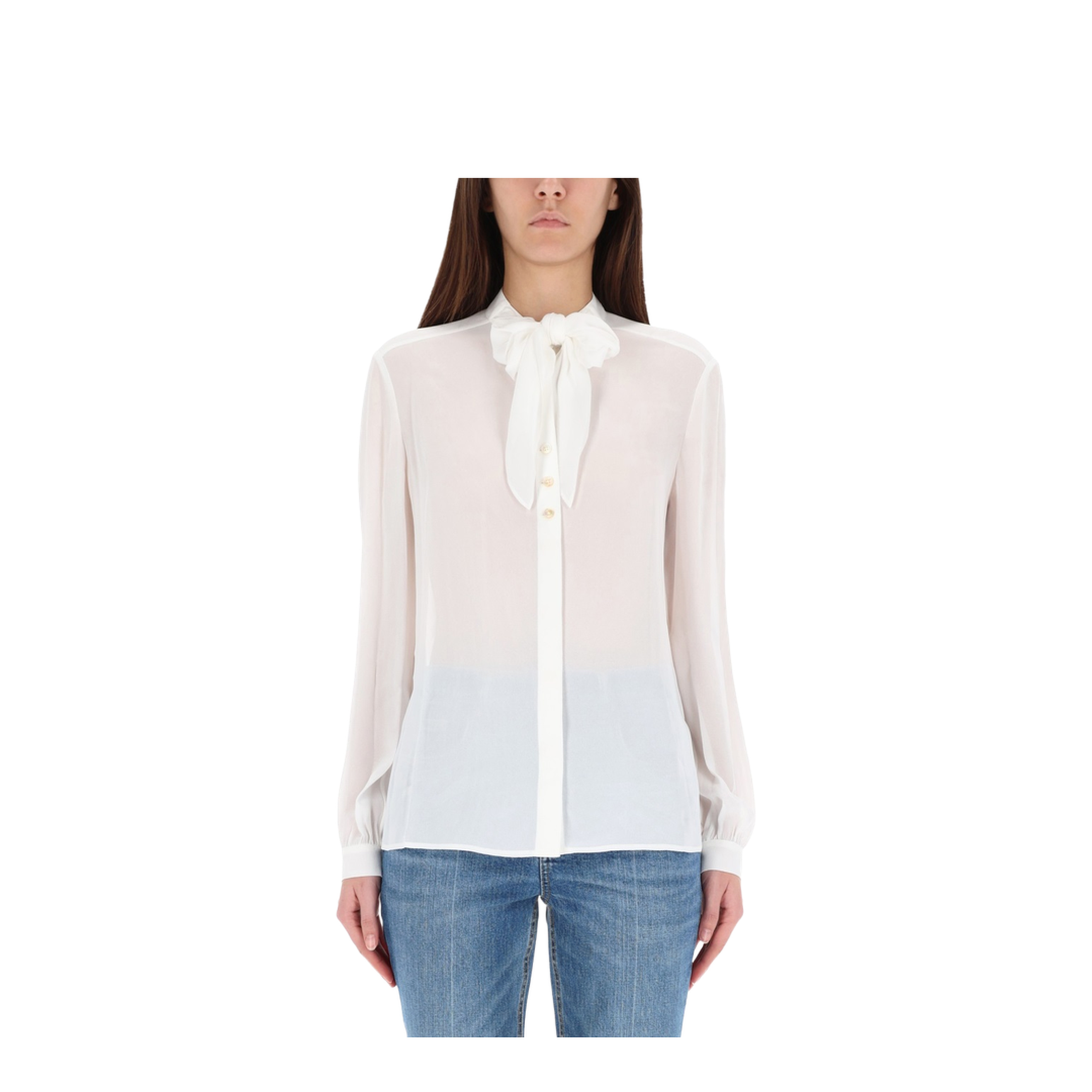 Blouse With Bow Detail Shirts White - Image 1