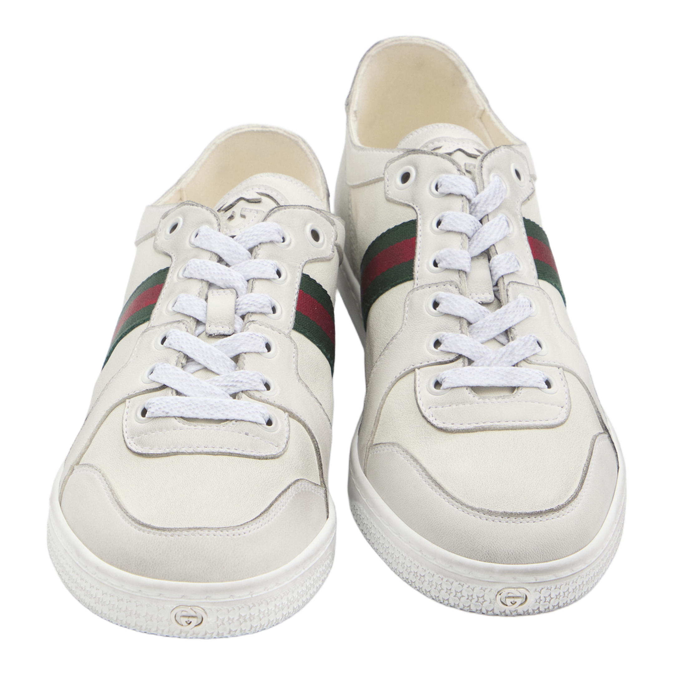 Stretch Low-Top Trainer in White Leather - Image 5