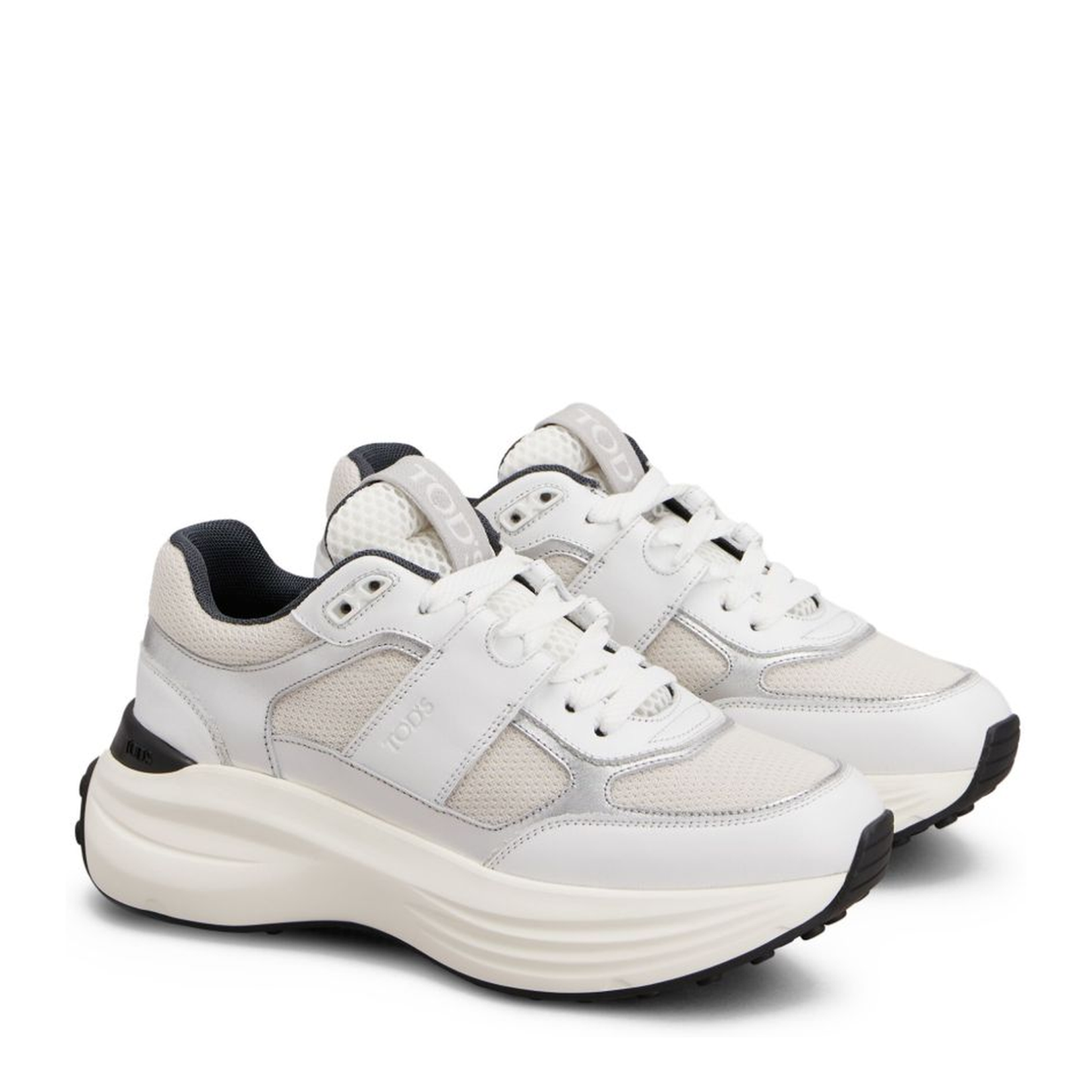 Sneakers in Leather and Fabric - Image 2