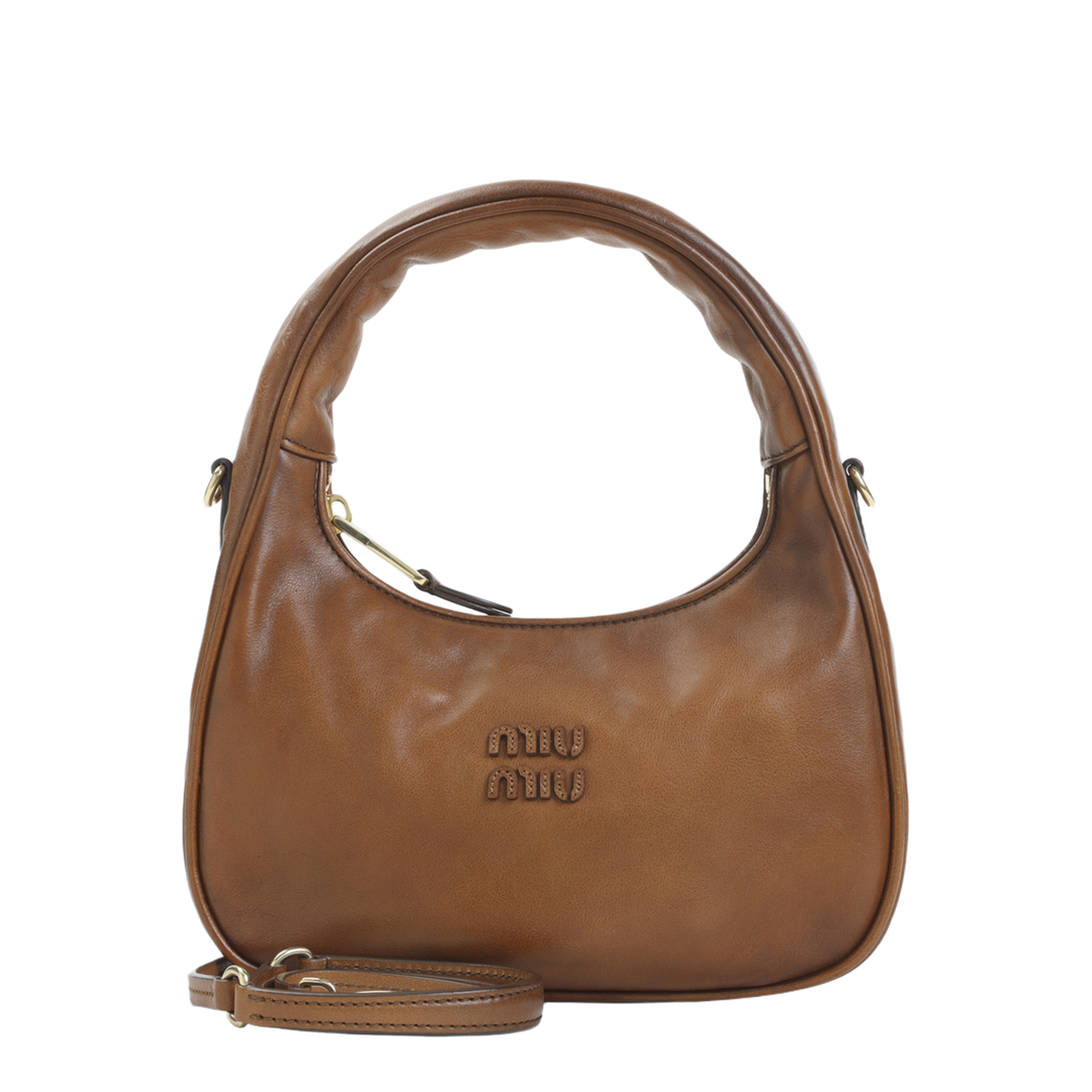 Wander Matelassé Nappa Leather Hobo Bag - Caramel - Image 3