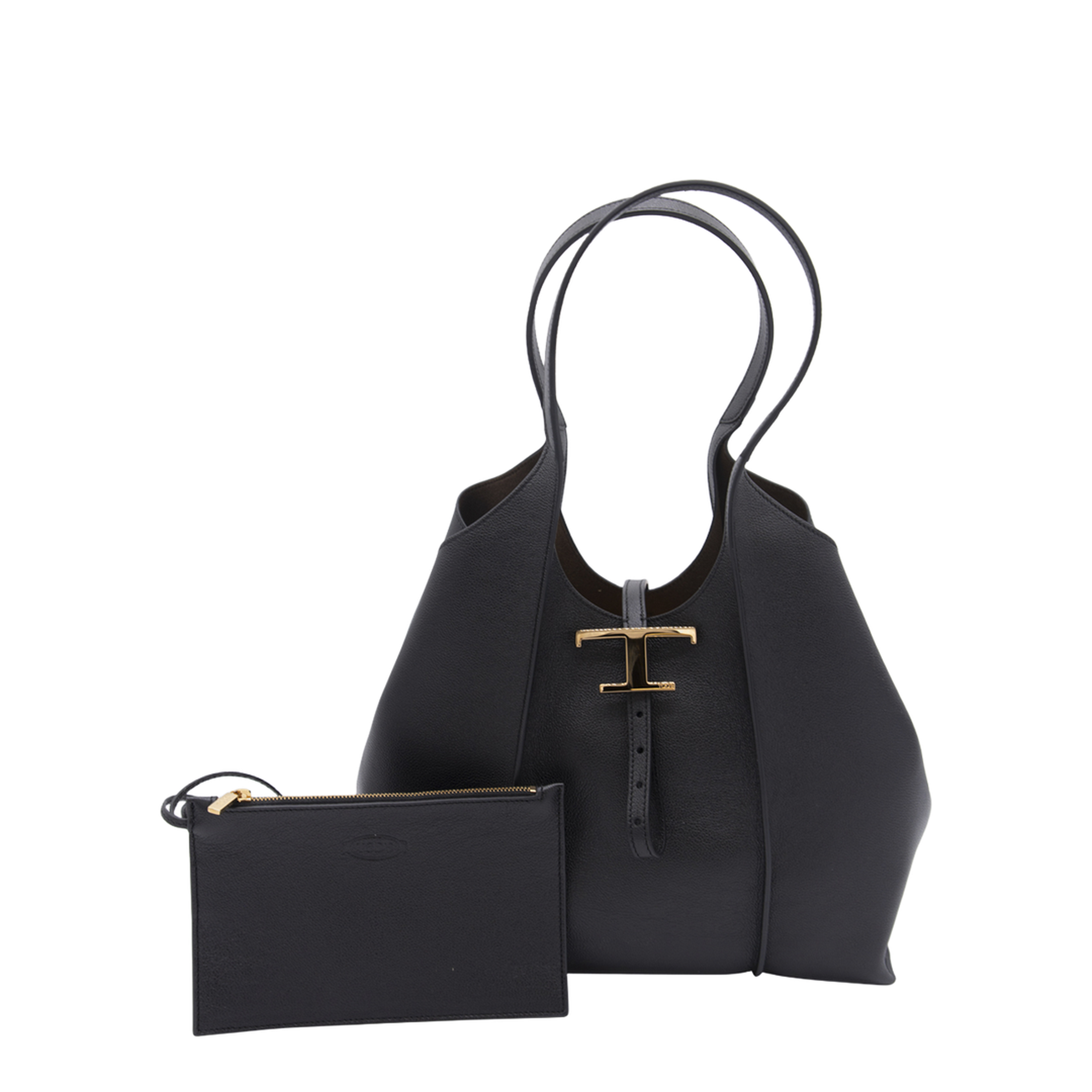 T Timeless Small Calf Leather Shopping Bag - Black - Image 5