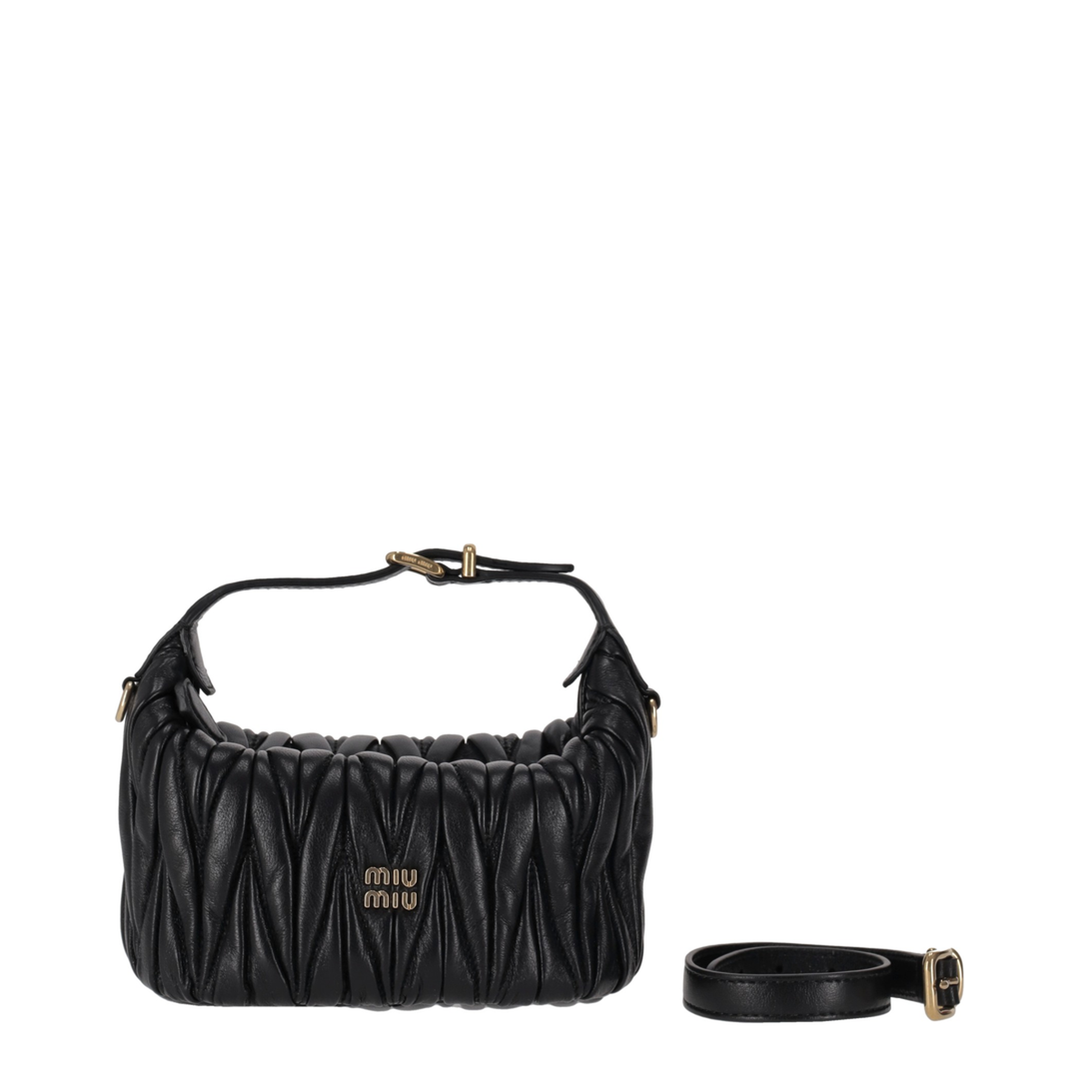 Matelassé Nappa Leather Pouch - Black - Image 1