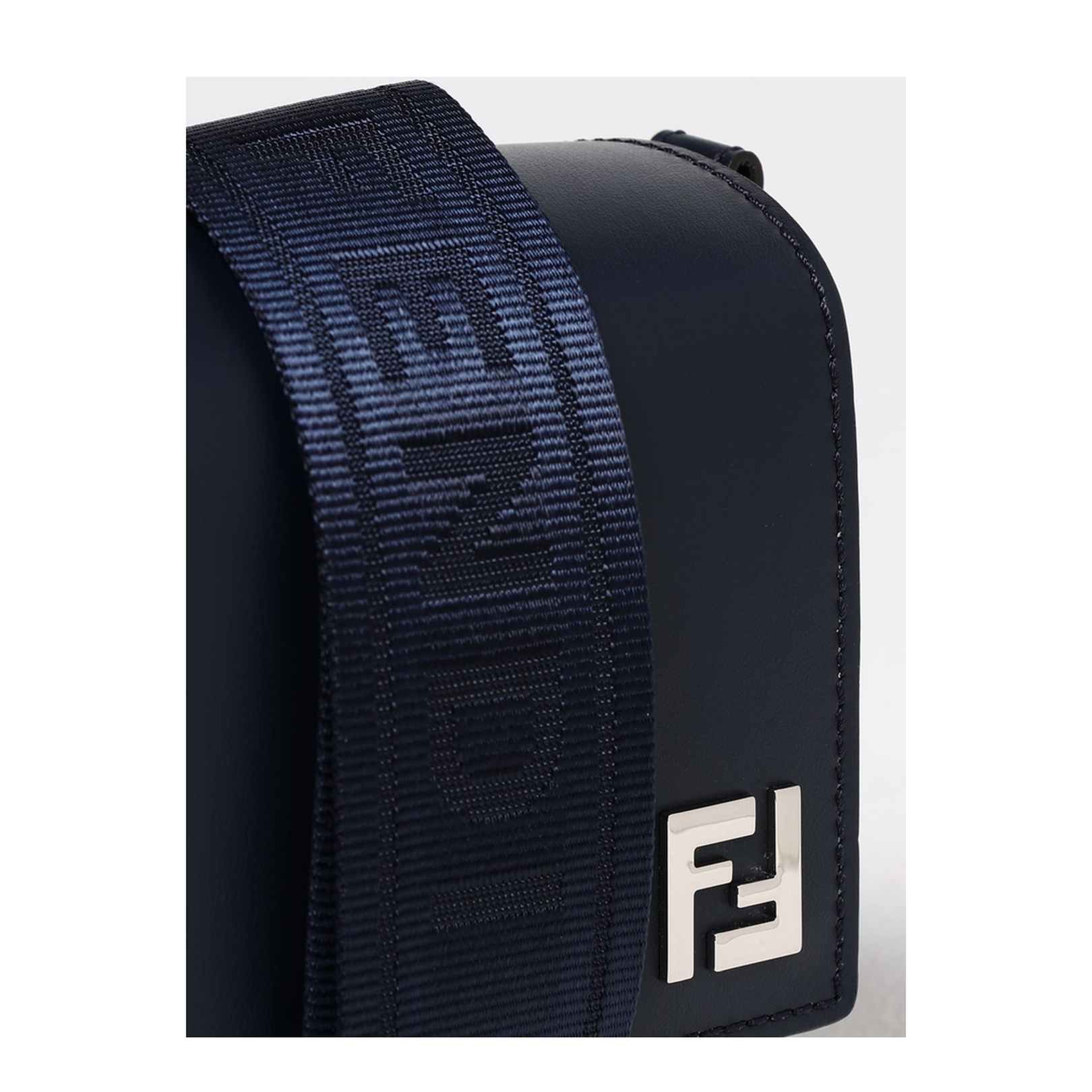 FF Squared Leather And FF Canvas Dark Blue Compact Bag - Image 4