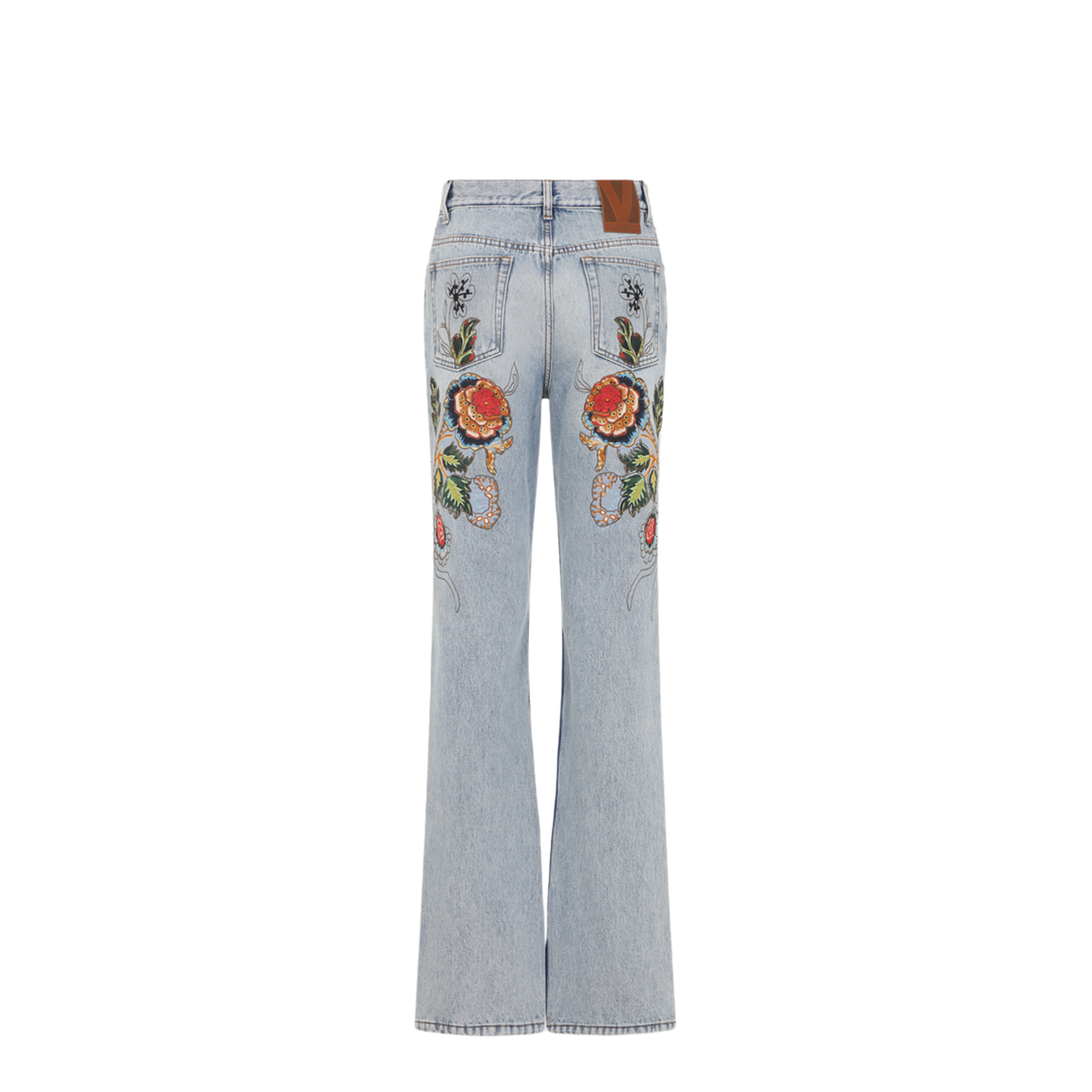 Denim 5 Pockets Embroidered Flowers Jeans - Image 4