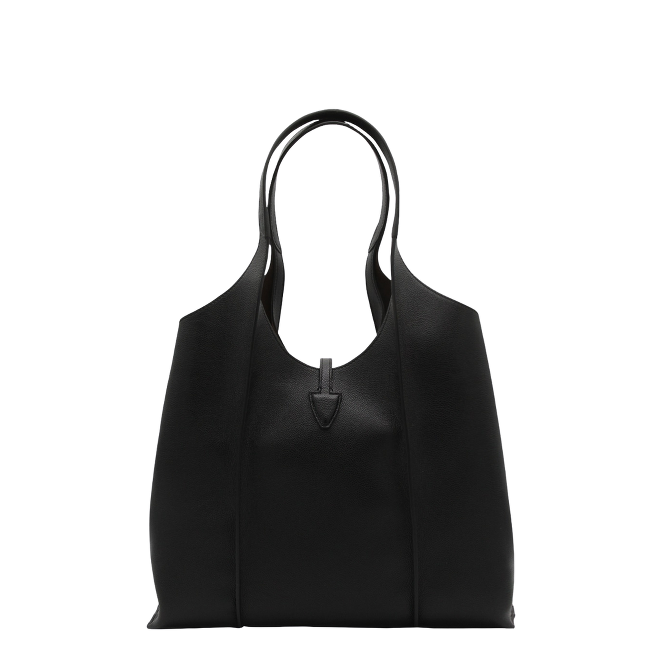T Timeless Medium Hammered Leather Shopping Bag - Black - Image 6