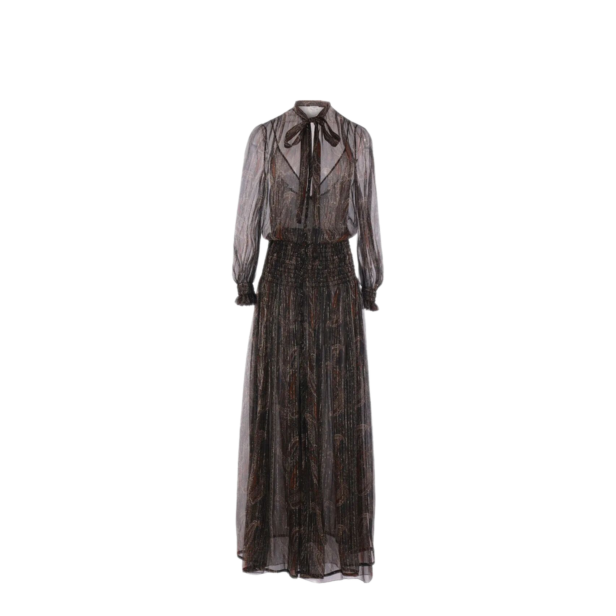 Semi-Sheer Lavallière Maxi Dress in Lurex Paisley - Image 1