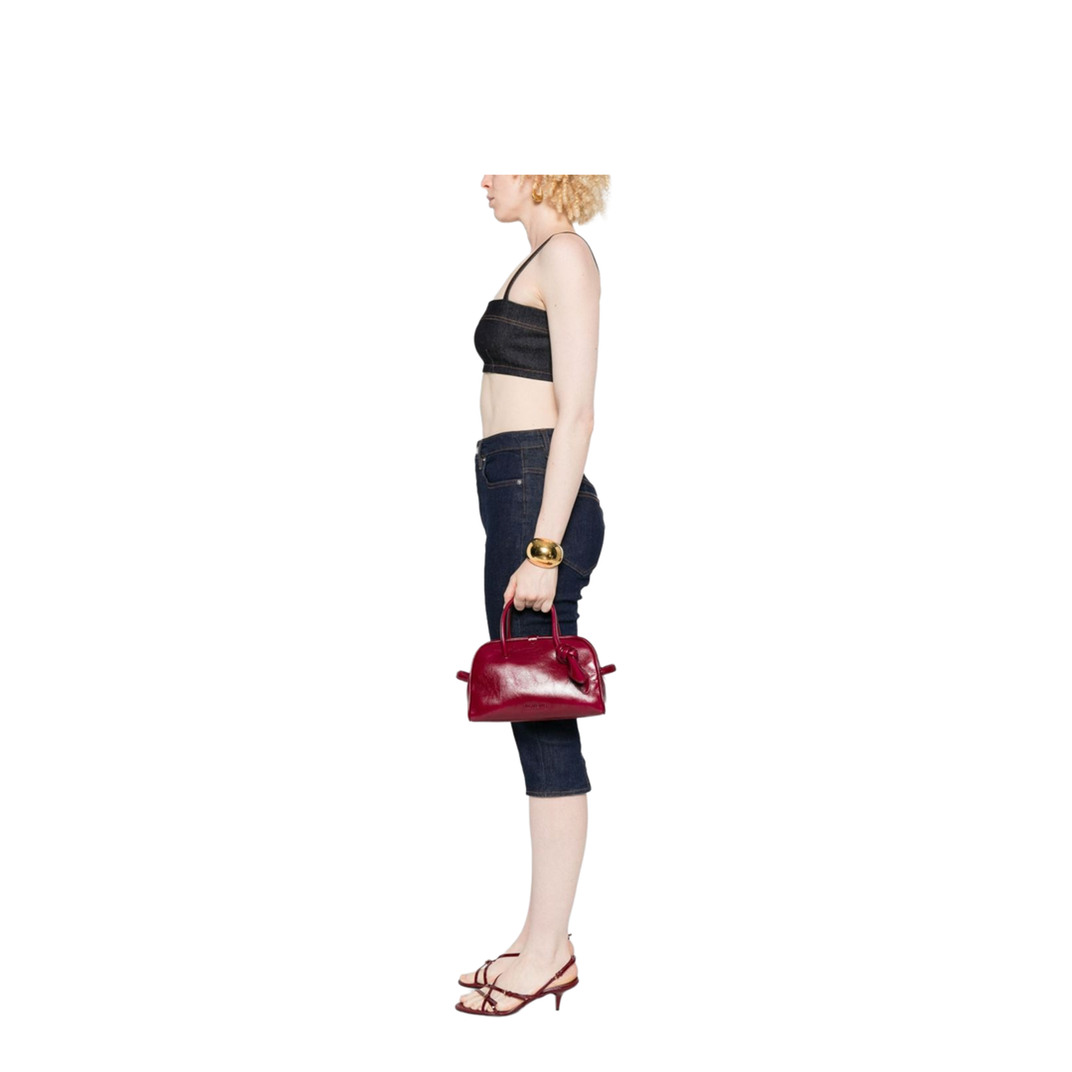Turismo Small Leather Bowling Bag - Burgundy - Image 2