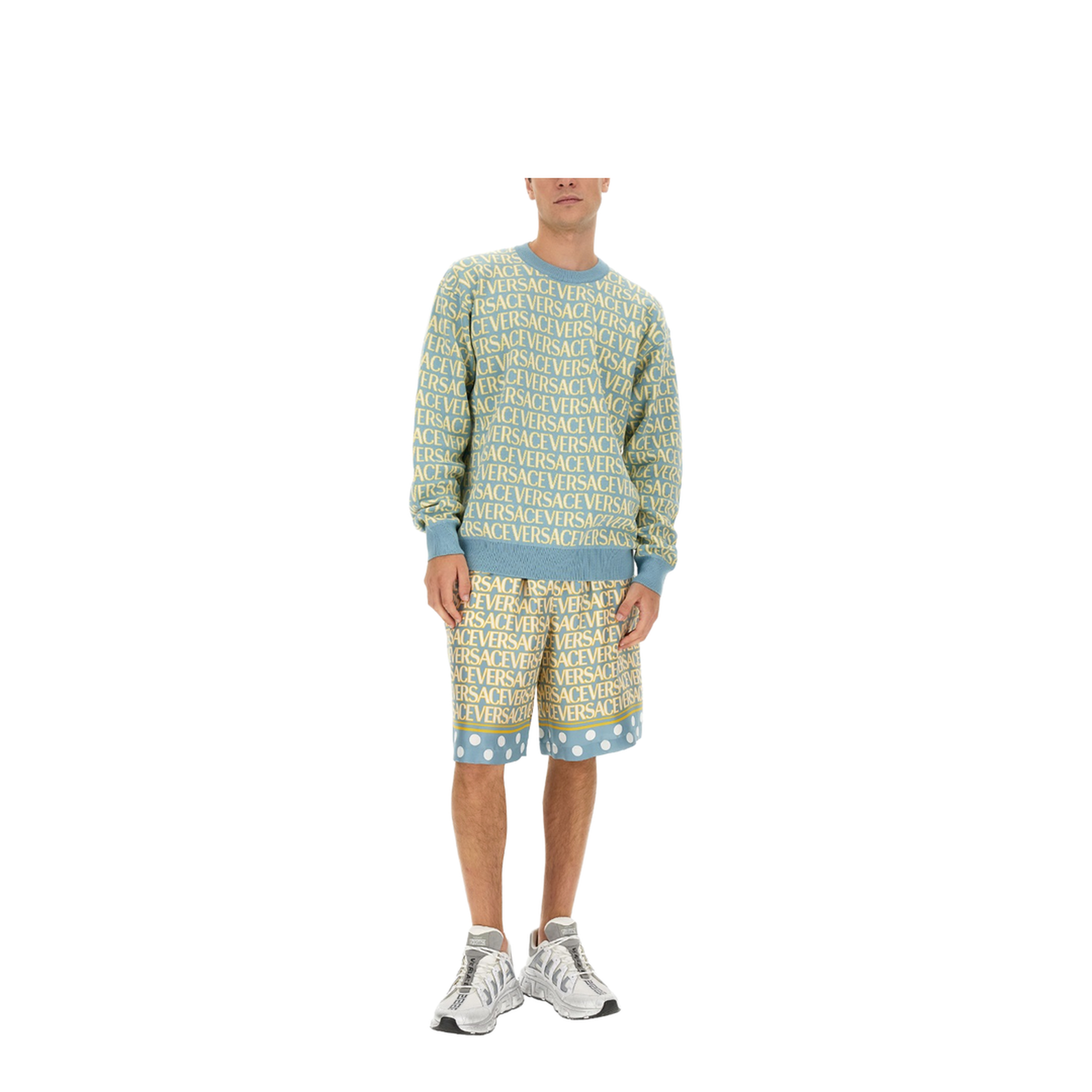 Cotton Crew Neck Sweater Blue - Image 2