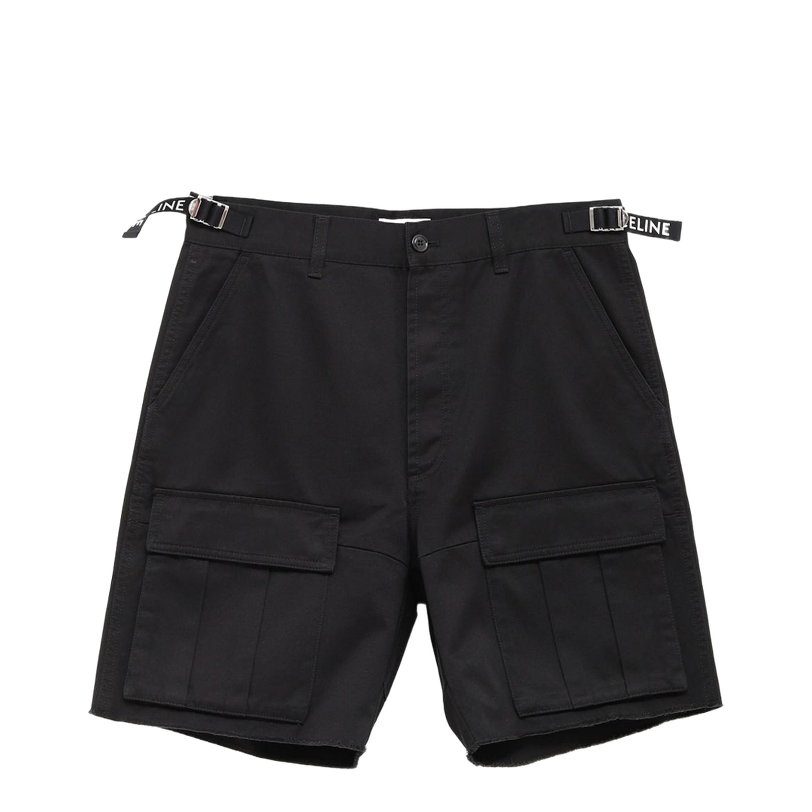 Mid-rise Black Cotton Cargo Shorts - Image 1