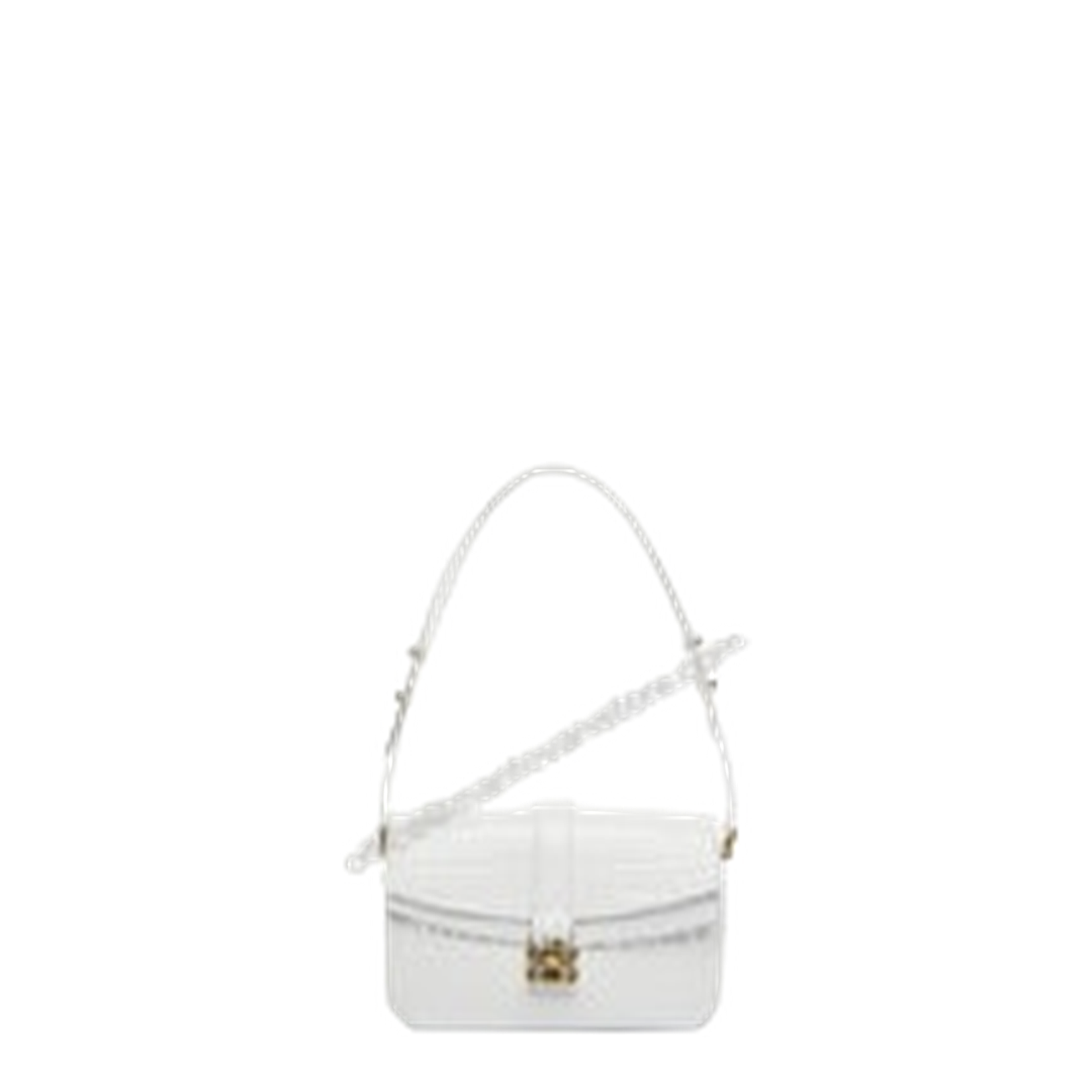 Clamshell Bag Embossed Shoulder Bag In White - Image 1