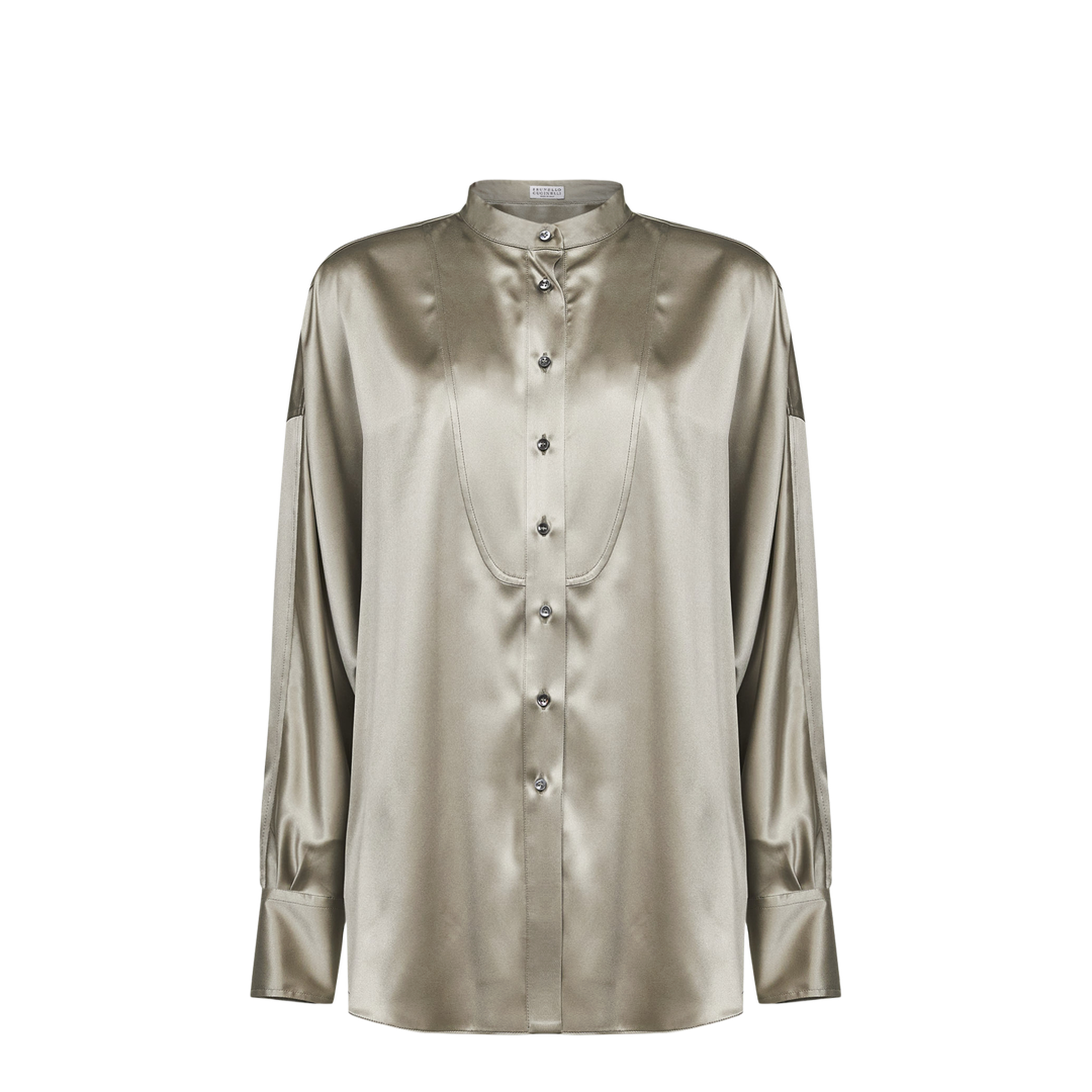Monili Mandarin-Collar Shirt Green - Image 1