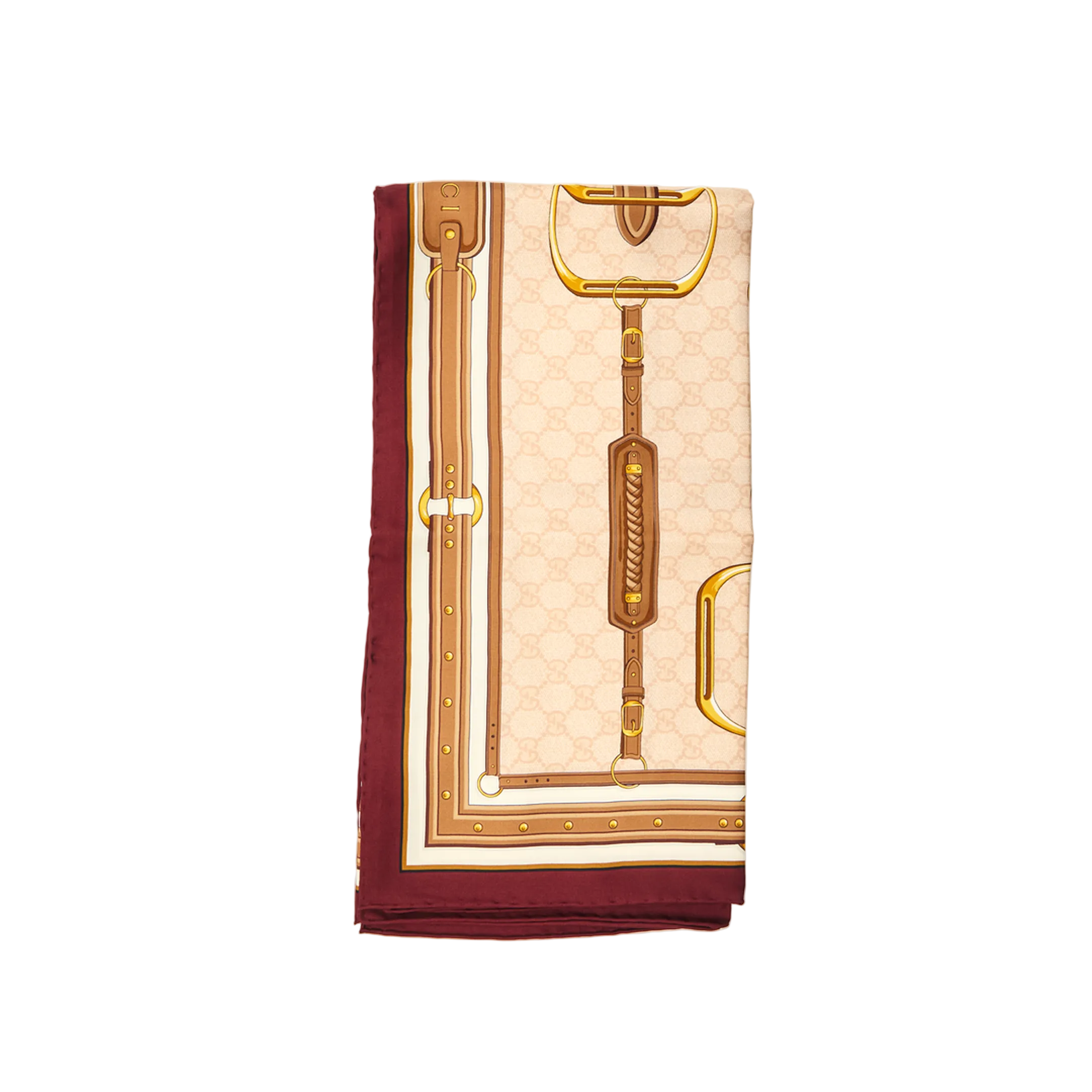 Printed Silk Twill Carré in Beige - Image 1