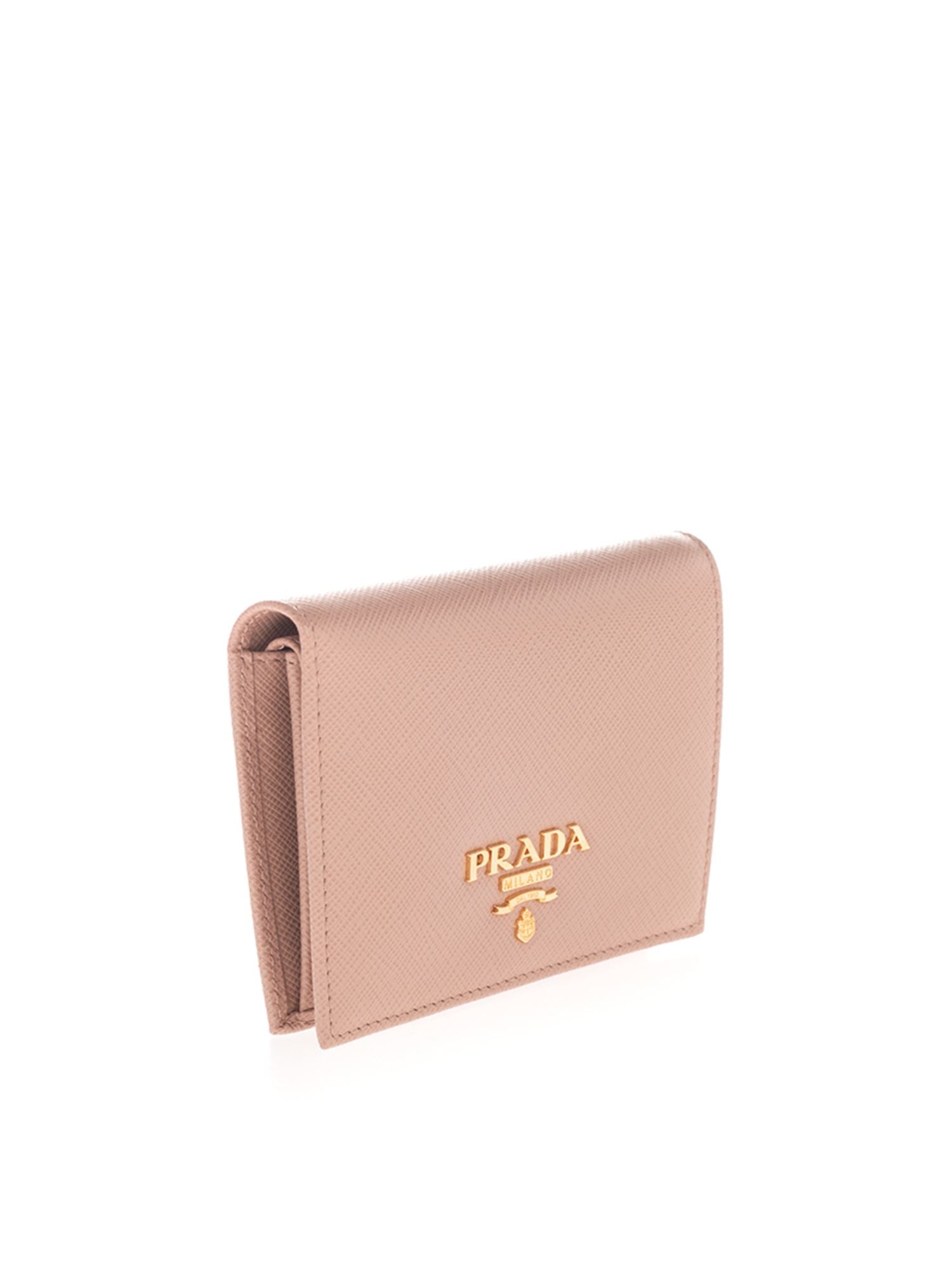 Logo Plque Saffiano Leather Wallet, Gold Hardware - Image 5