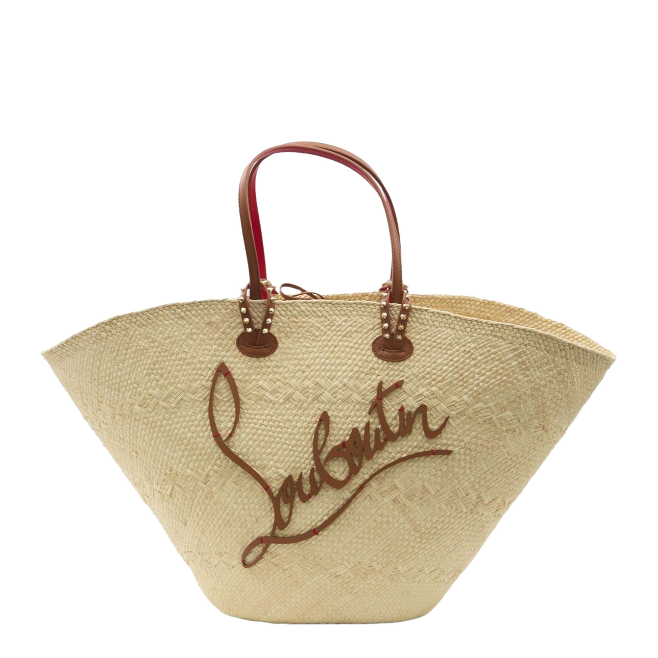 Cabata Large Raffia and Leather Tote - Beige - Image 1