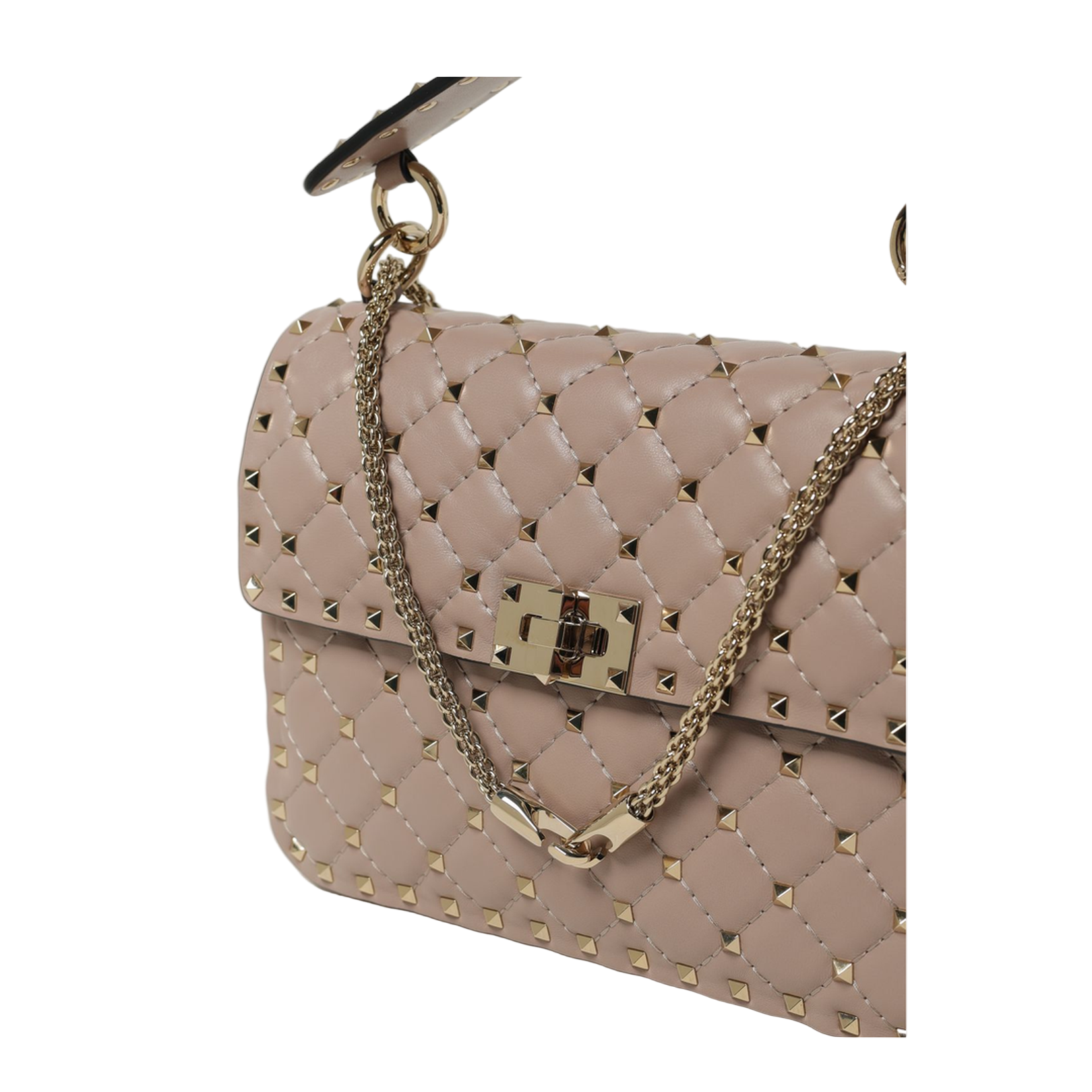 Antique Pink Nappa Leather Medium Rockstud Spike Handbag - Image 7