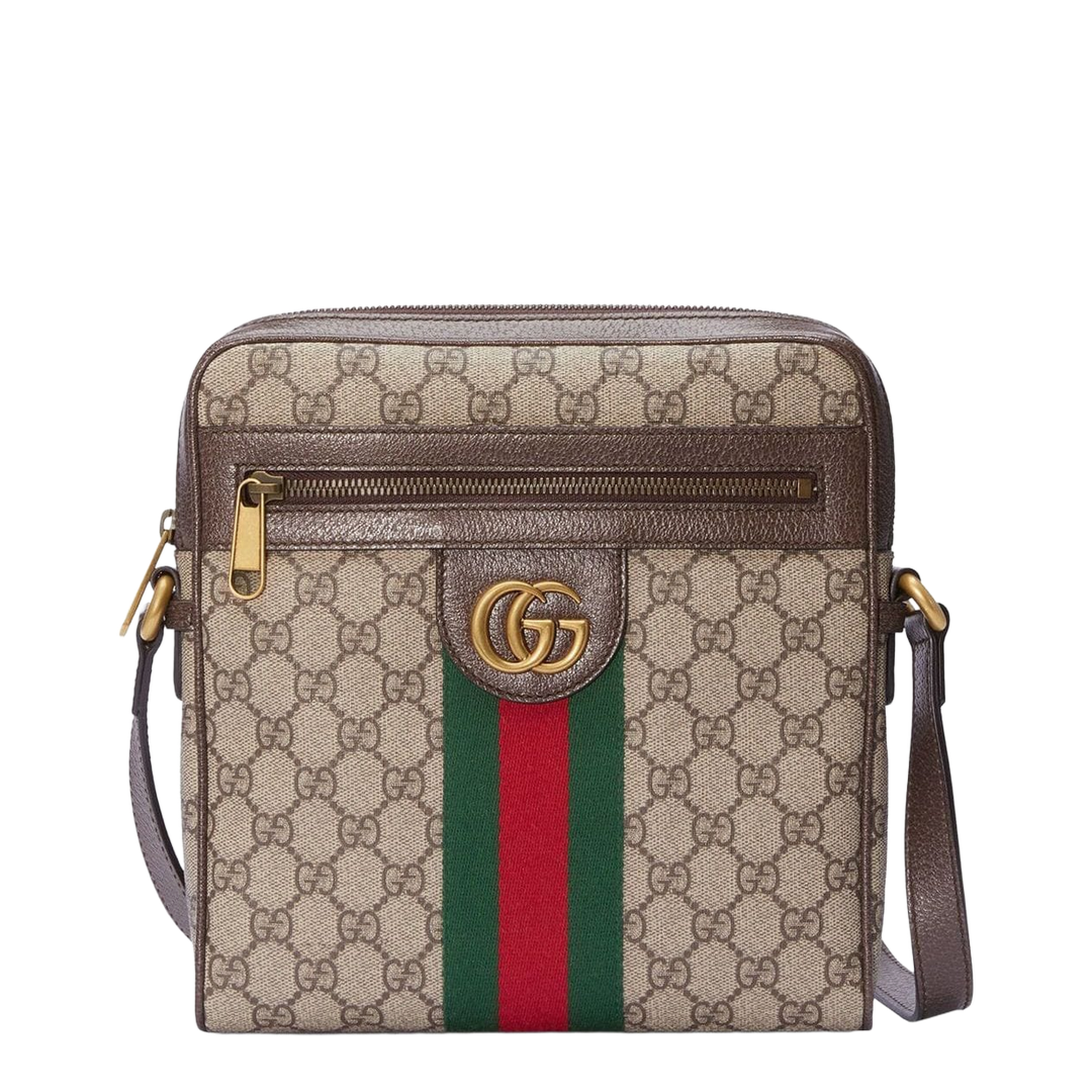 Ophidia Small Canvas Messenger Bag - Brown - Image 1