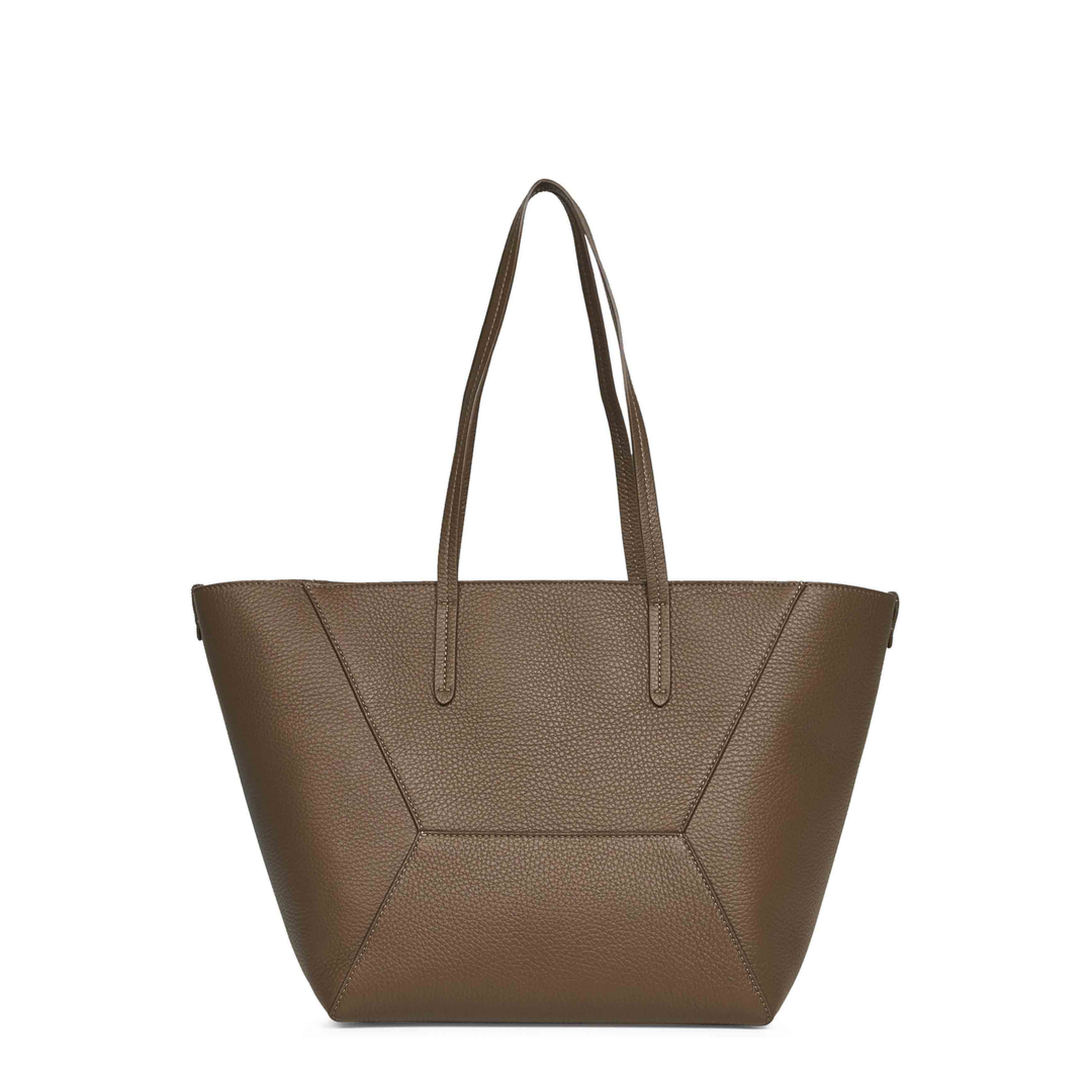 Duo Medium Leather Tote Bag - Brown - Image 3