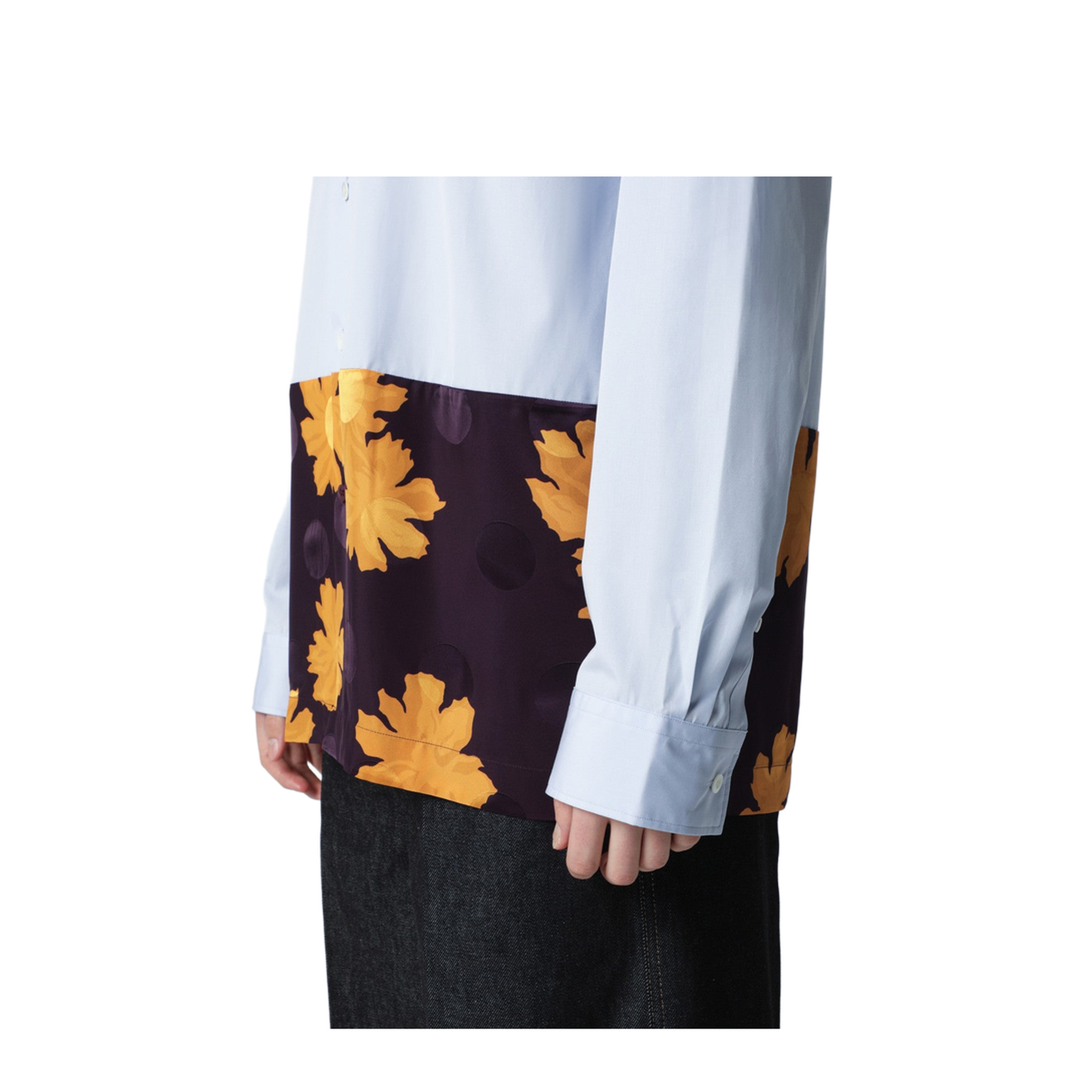 Light Blue Shirt with Floral Insert - Image 2