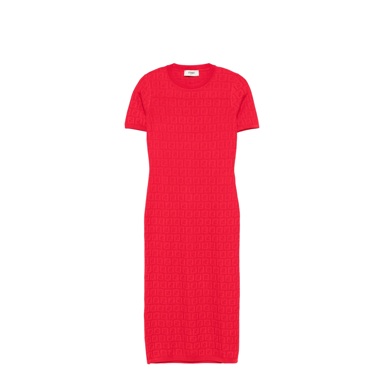 Fitted Midi Dress Red - Image 1