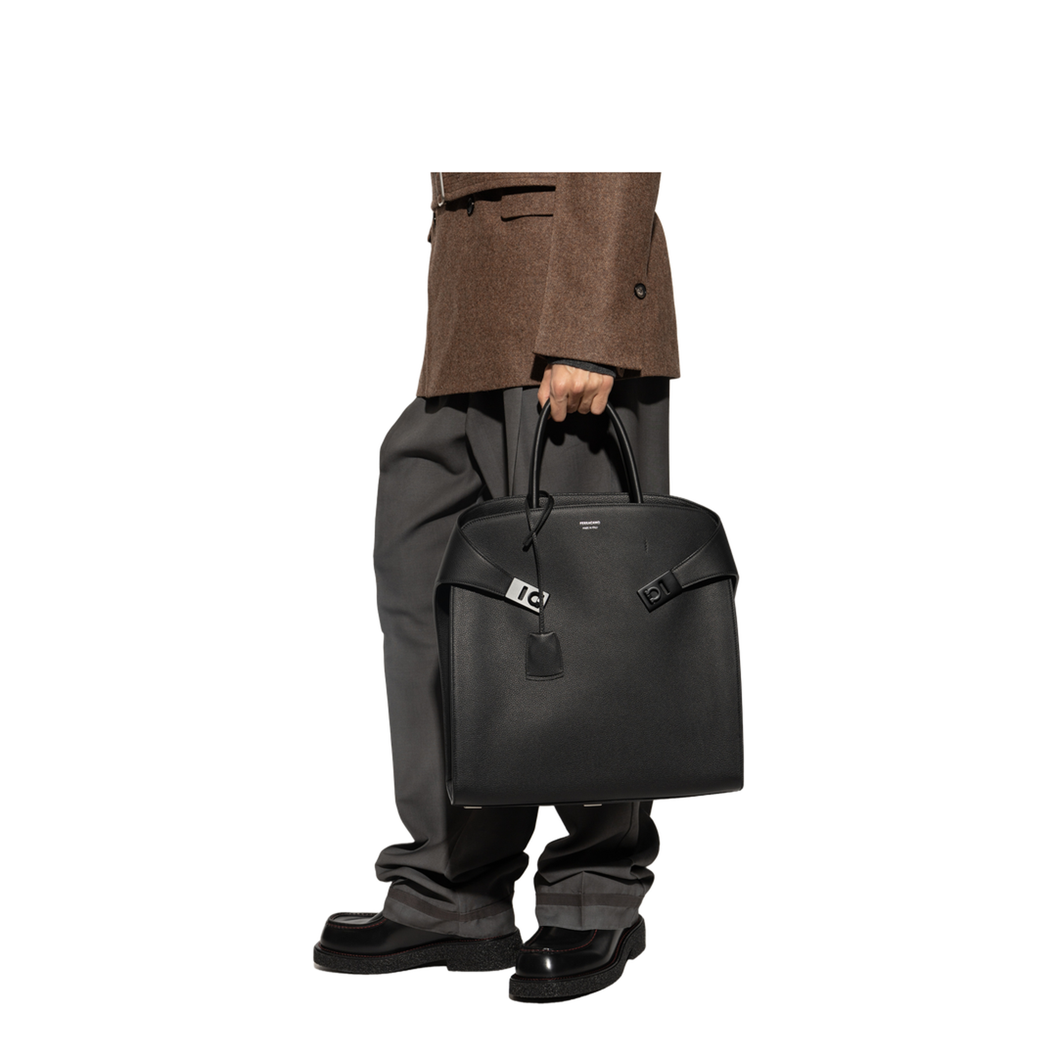 Hug Leather Tote Bag - Black - Image 2