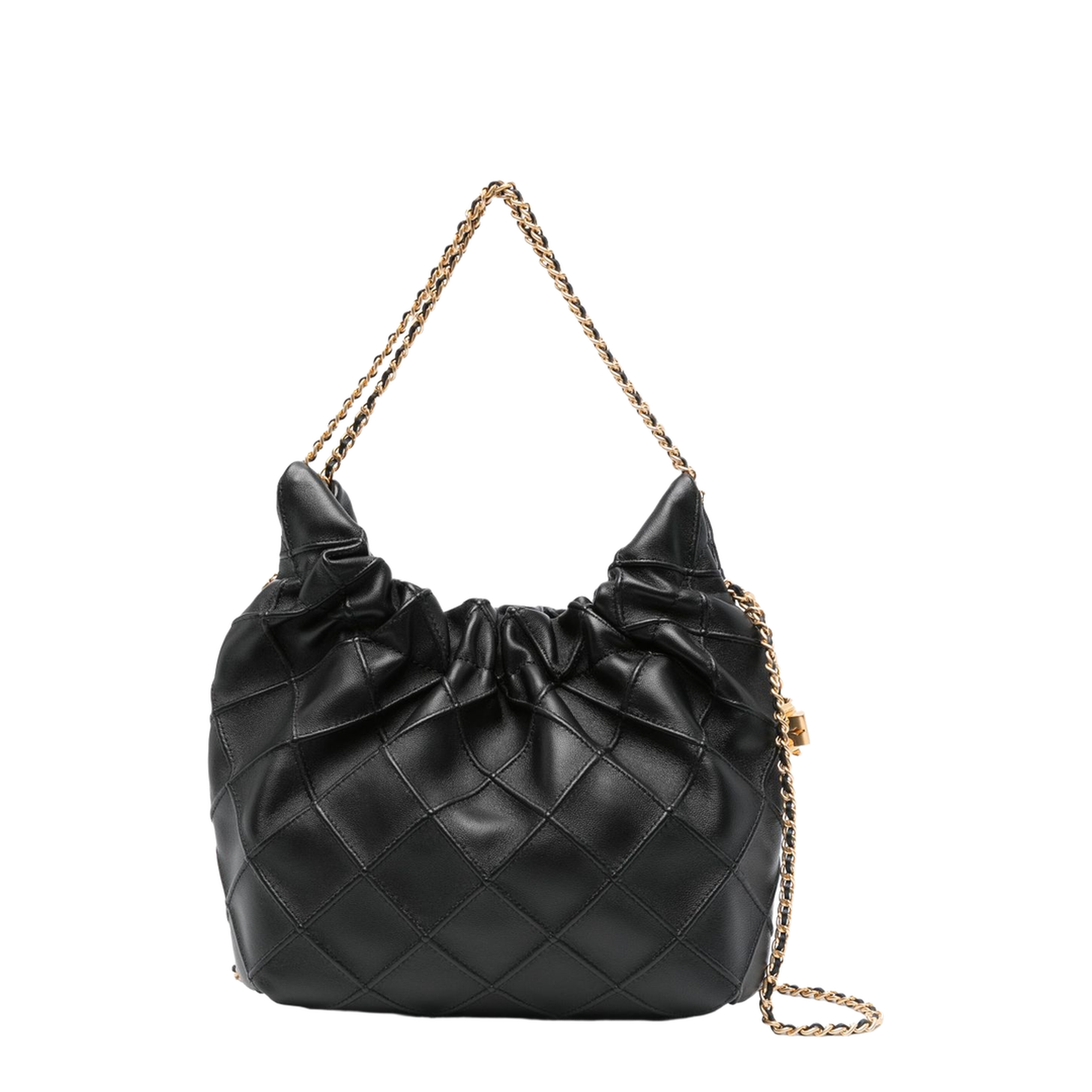 Fleming Mini Leather Hobo Bag - Black - Image 1