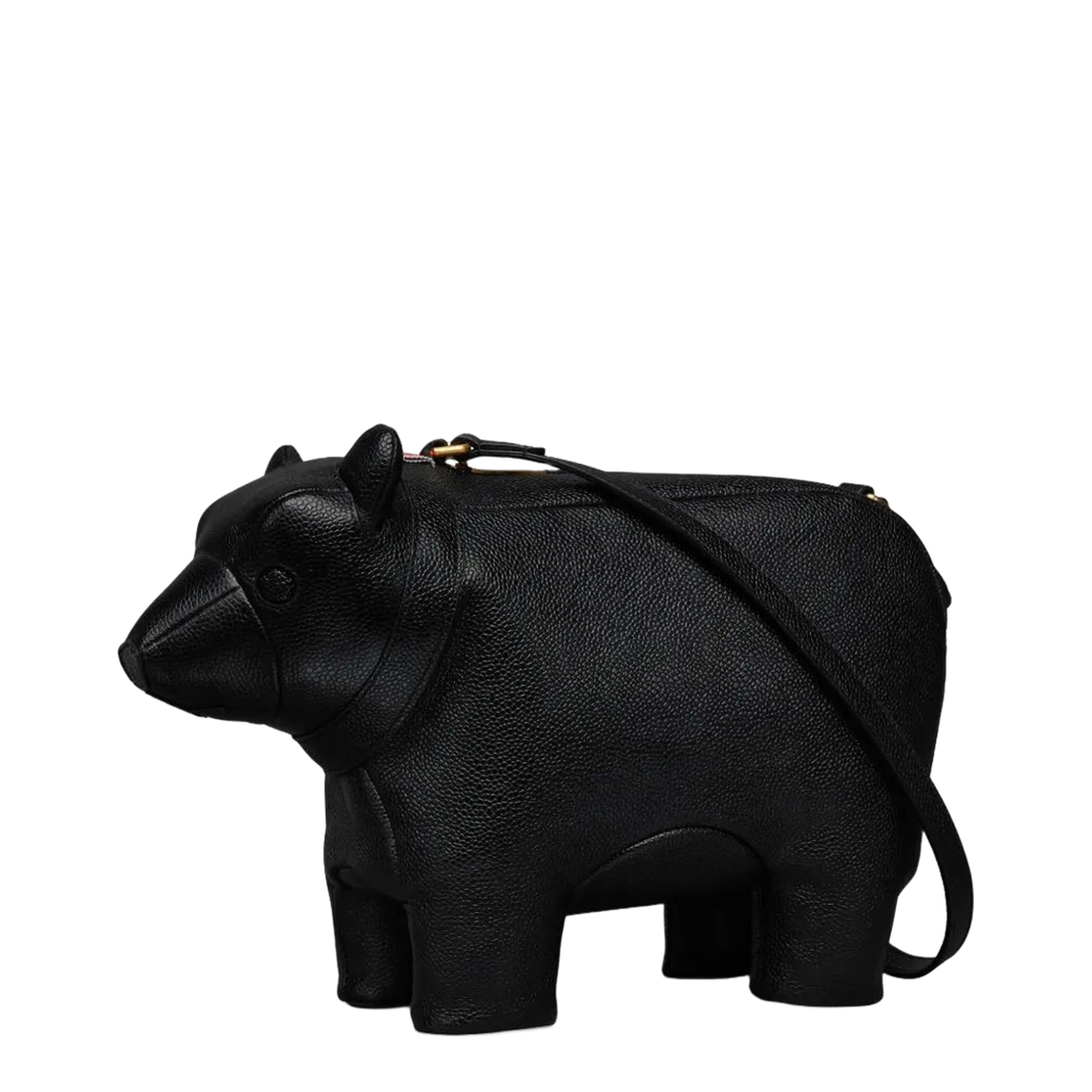 Bear Baguette Medium Calf Full Grain Shoulder Bag - Black - Image 3