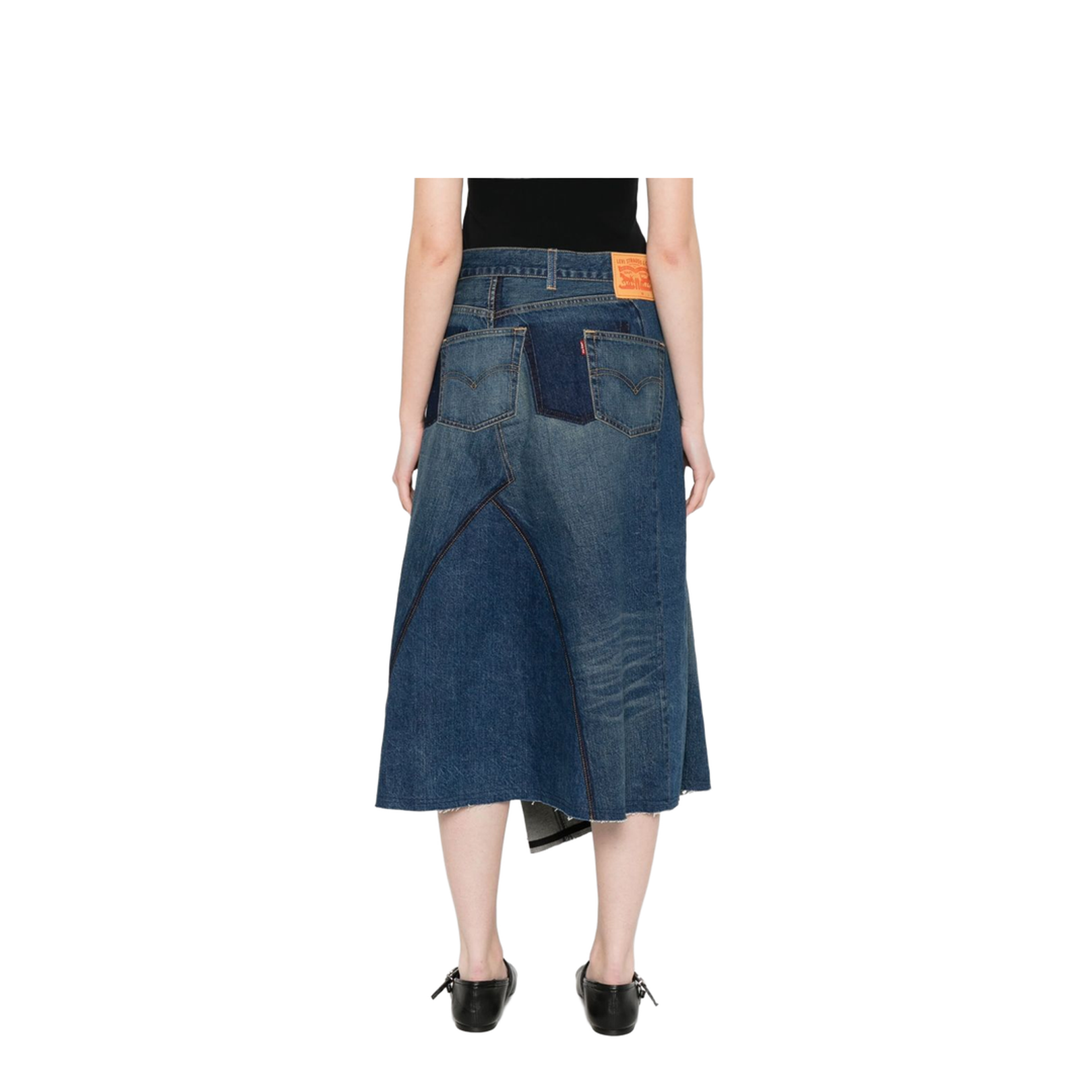 Denim Asymmetric Skirt - Image 4