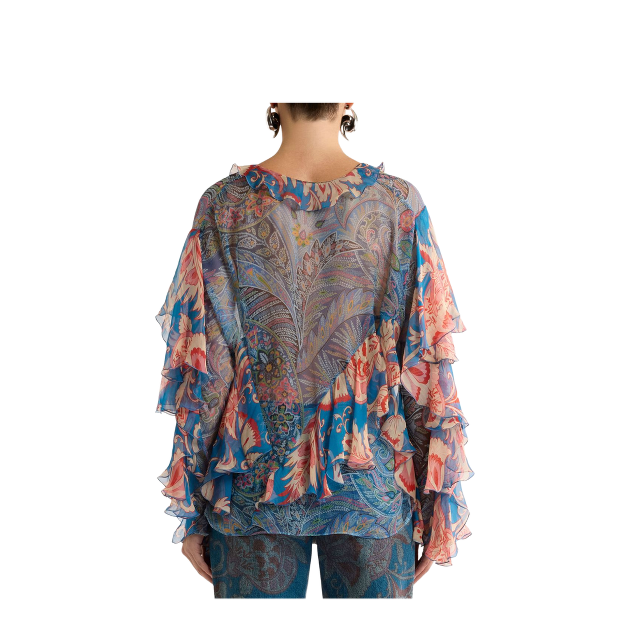 Floral Print Ruffles Chiffon Blouse - Image 5
