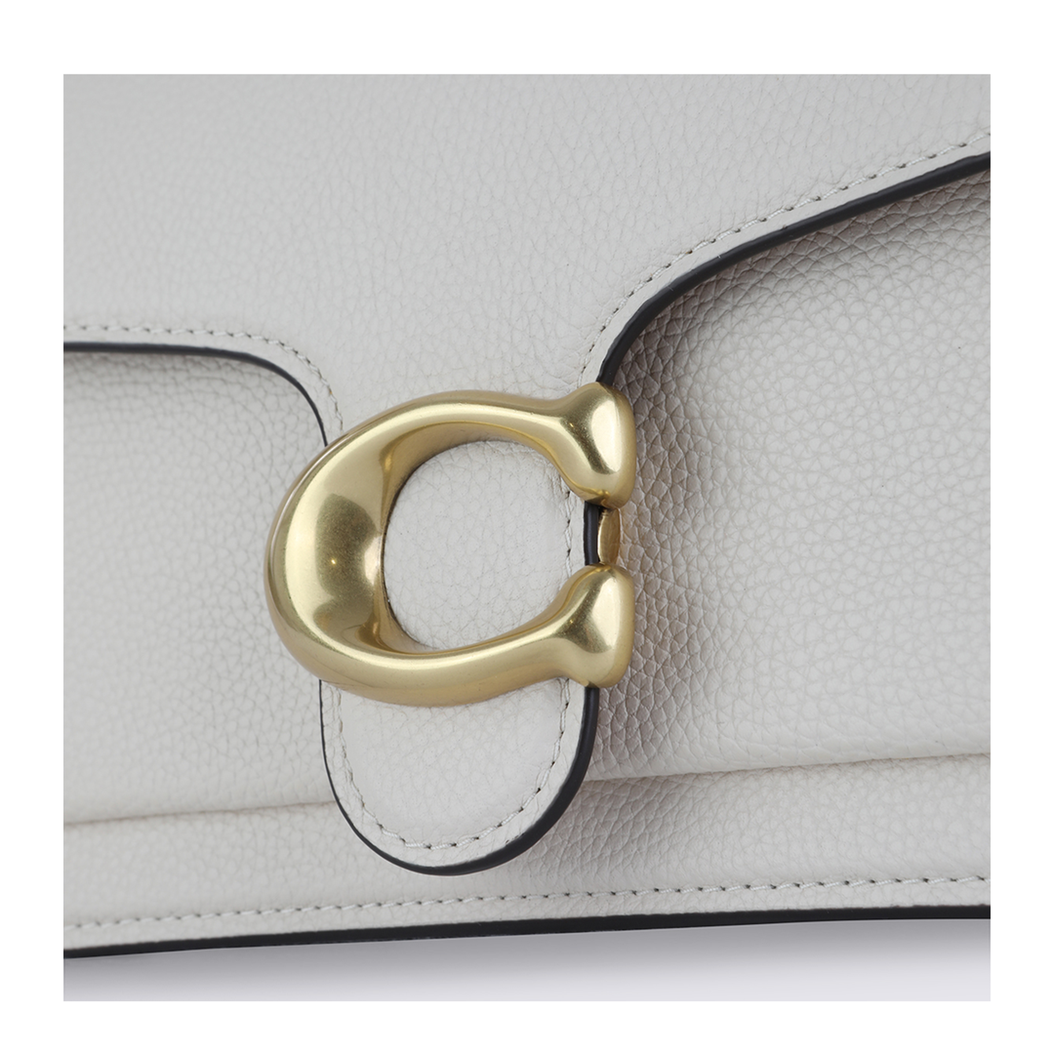 Tabby Medium Polished Pebble Leather Shoulder Bag - Chalk - Image 7