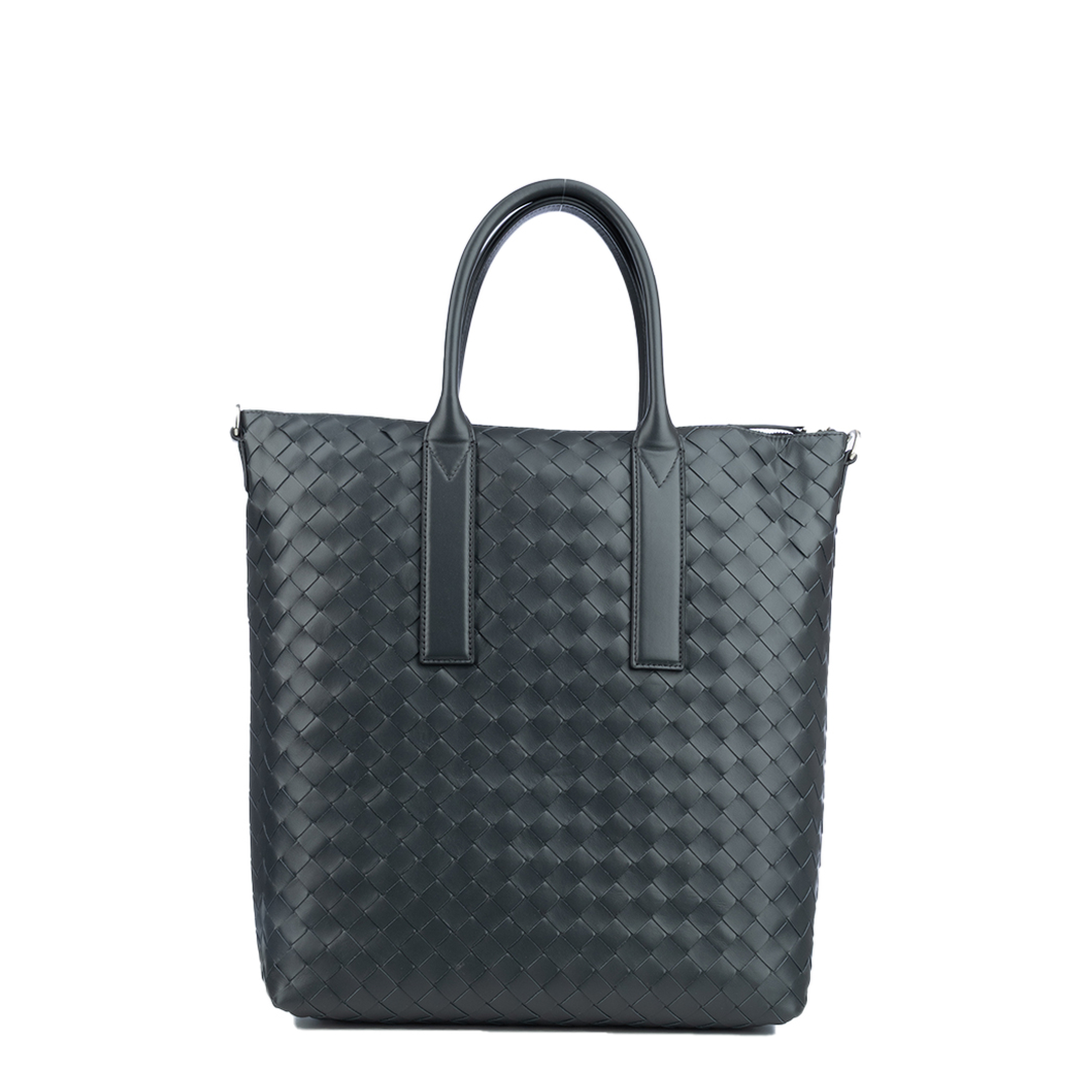 Intrecciato Leather Tote Bags - Black - Image 3