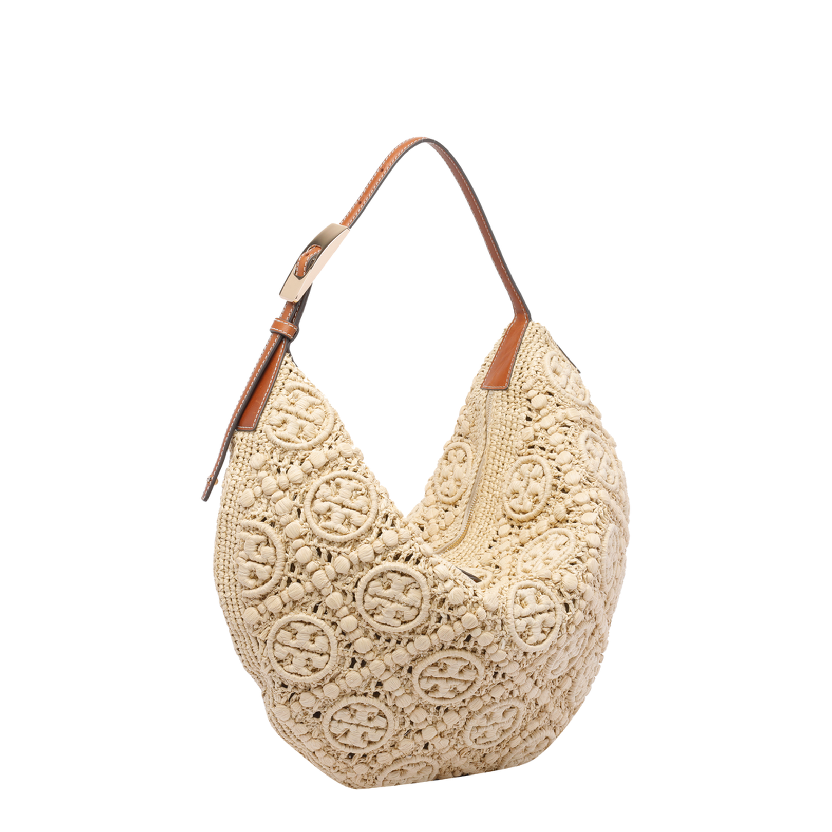 Natural Raffia T Monogram Balloon Bag - Image 2