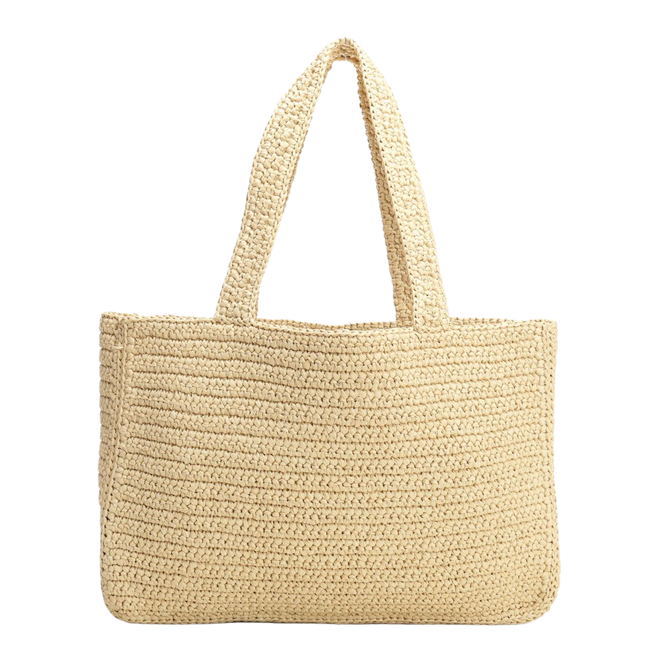 Viva Superstar Crochet Large Raffia Tote - Beige - Image 2
