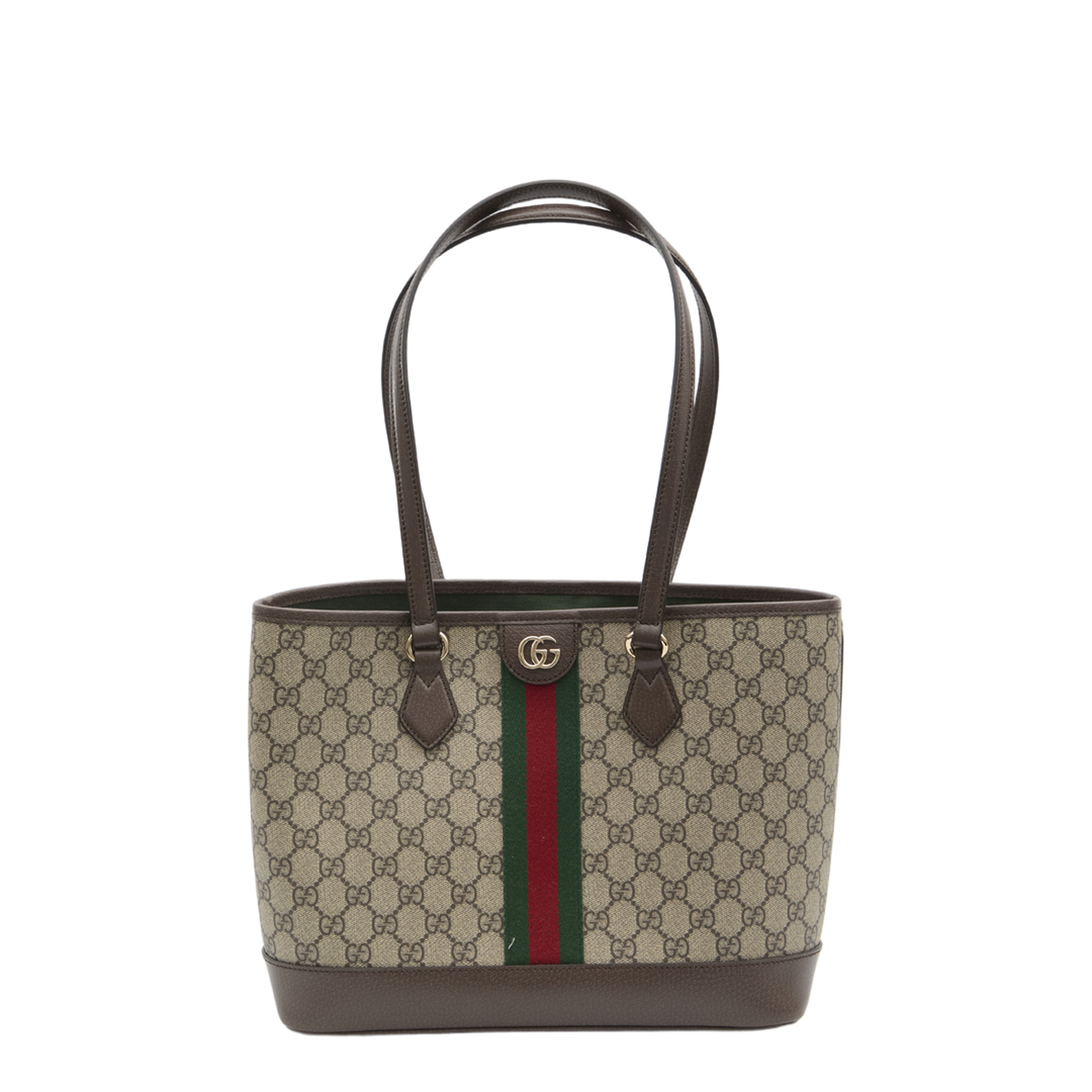 Ophidia Medium Coated Canvas Tote Bag - Beige and Brown - Image 1