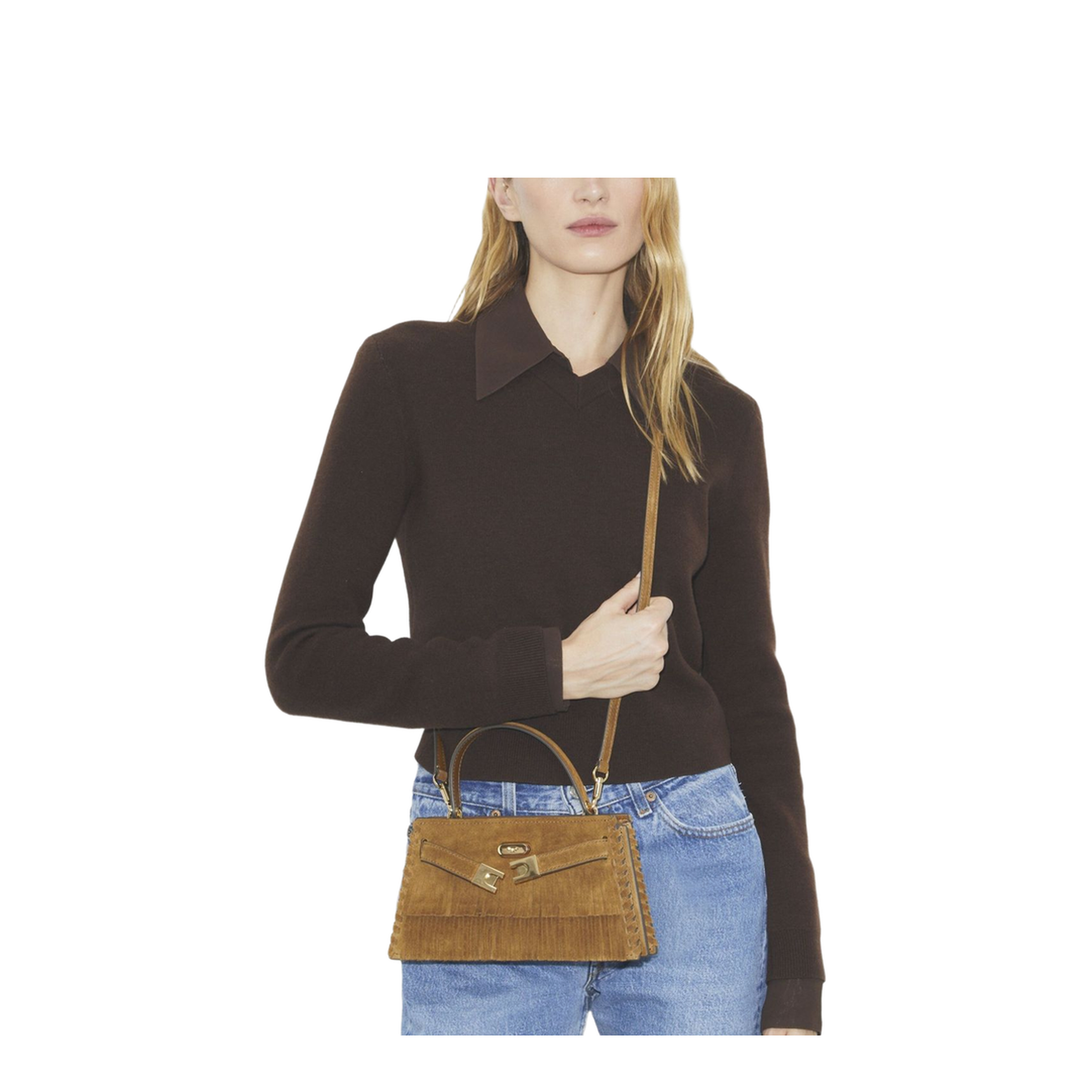 Lee Radziwill Mini Suede Fringe Top-Handle Bag - Wild Tabacco - Image 3