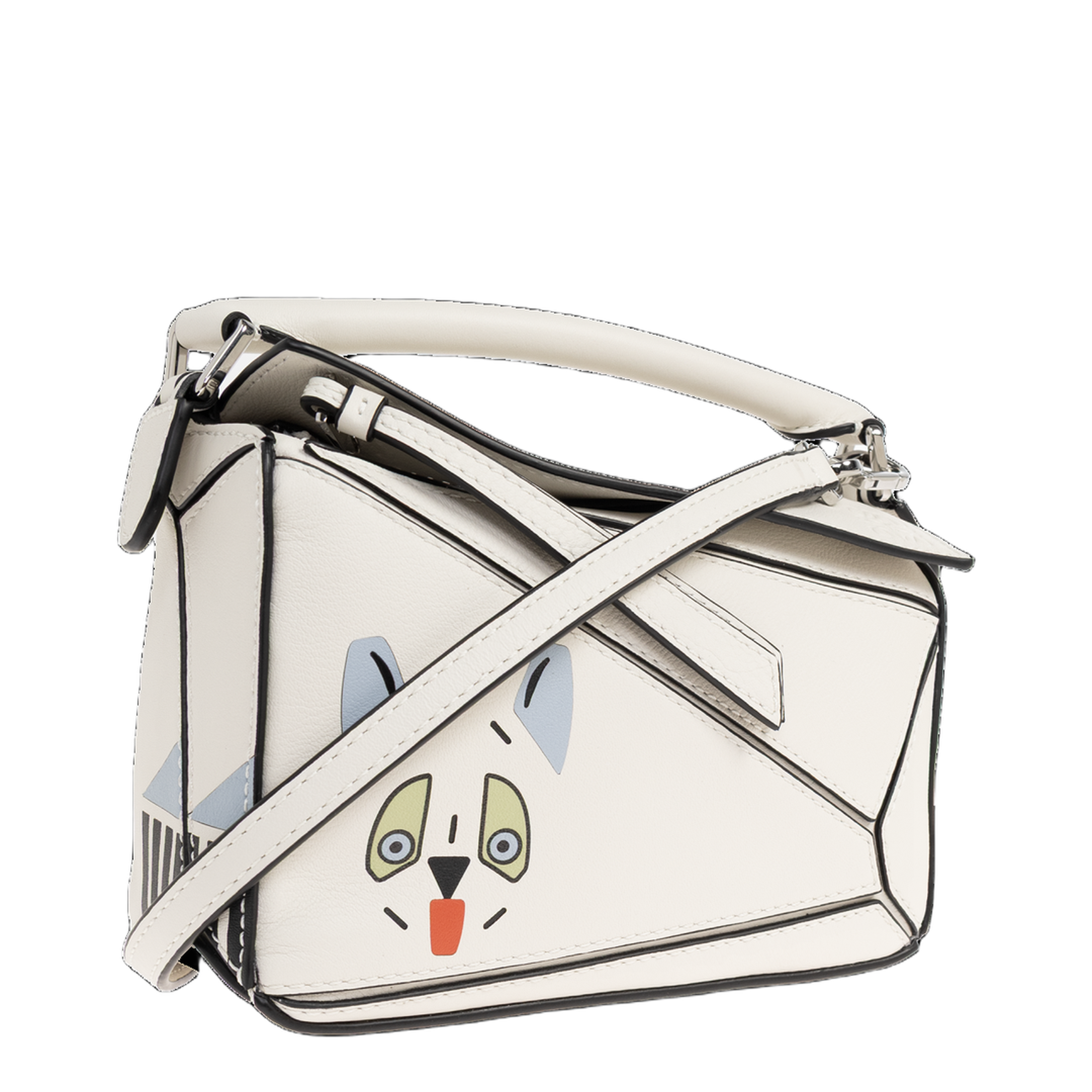 Futurist Cat Puzzle Mini Crossbody Bag - White - Image 4