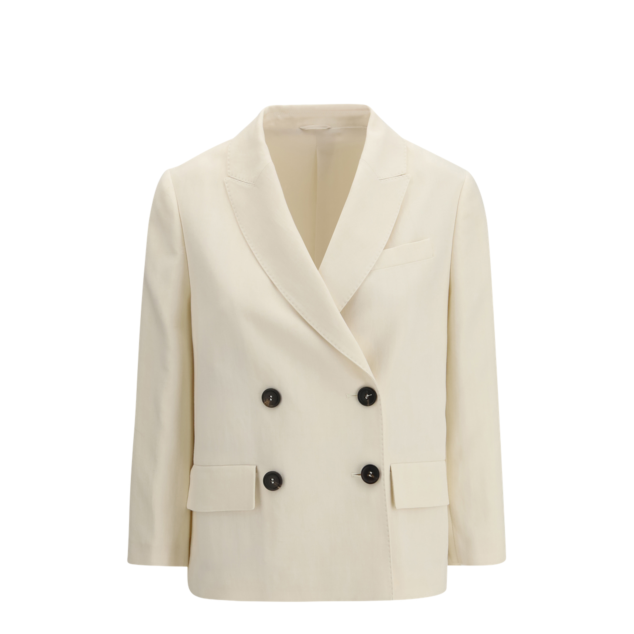 Fluid Twill Jacket in Viscose and Linen with Monile - Image 1