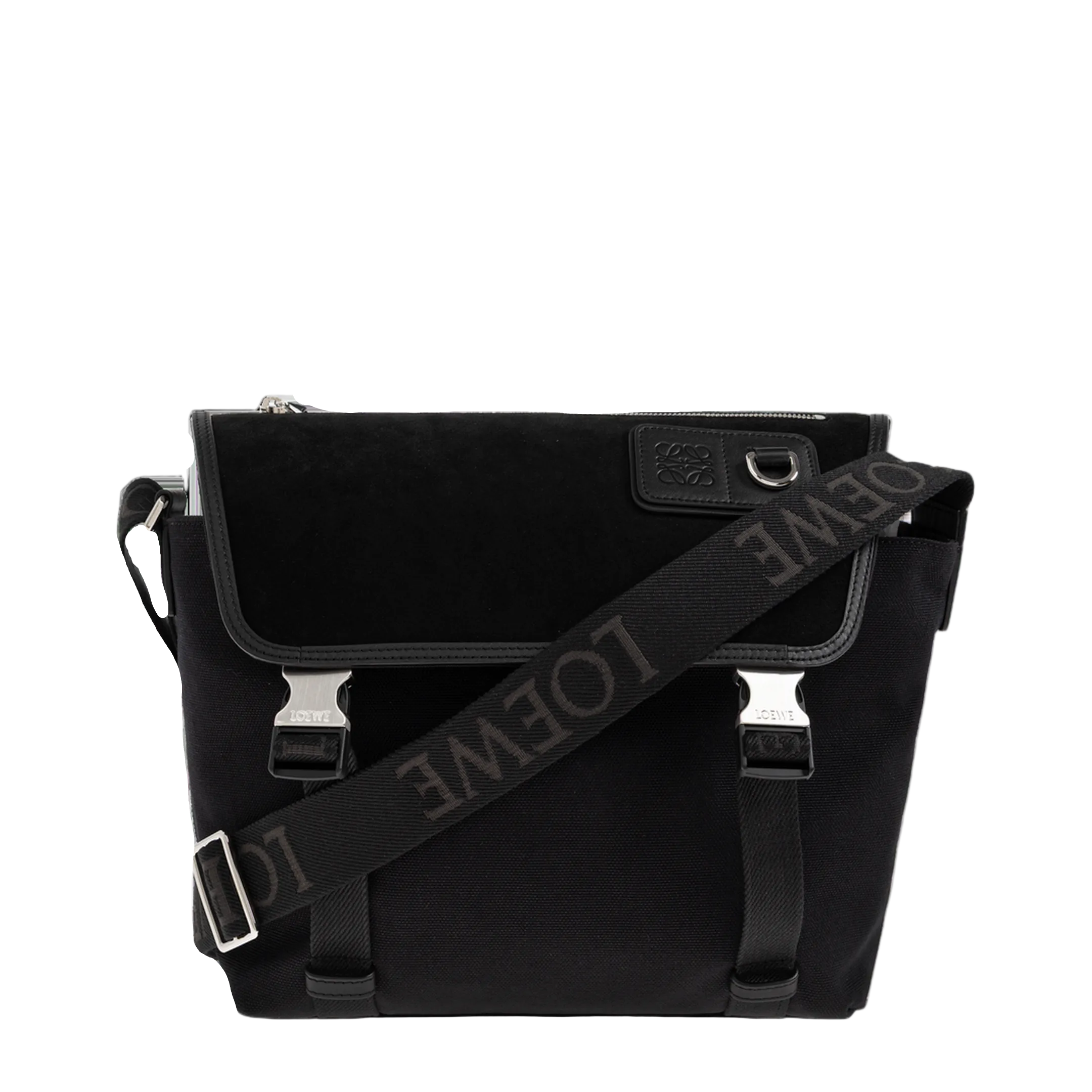 Flex Medium Canvas and Suede Messenger Bag - Black/Dark Gold - Image 1